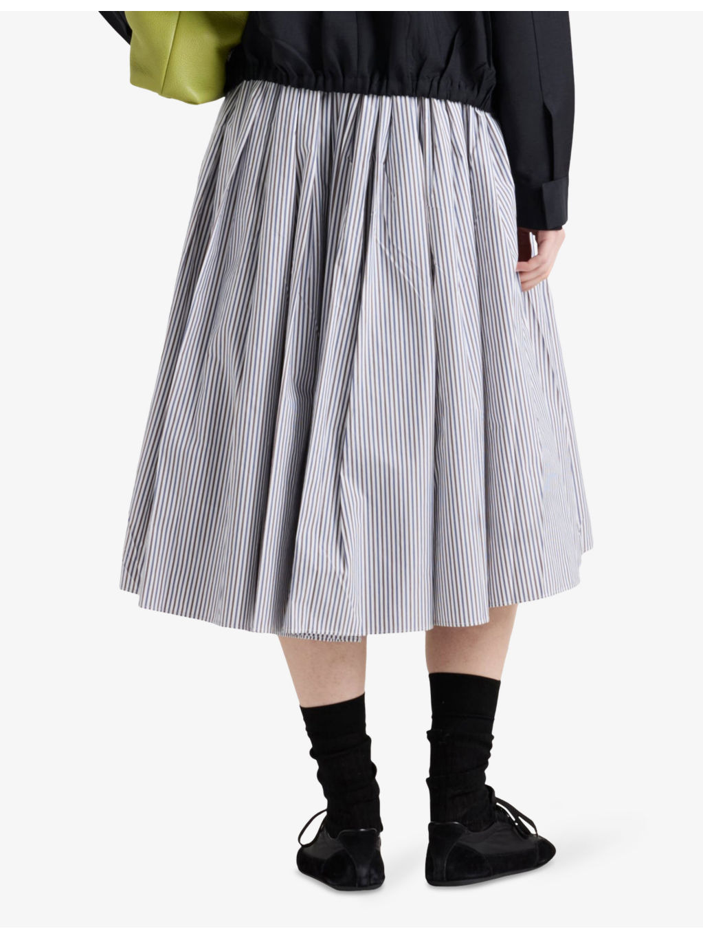 Striped Cotton Poplin Midi Skirt - 4