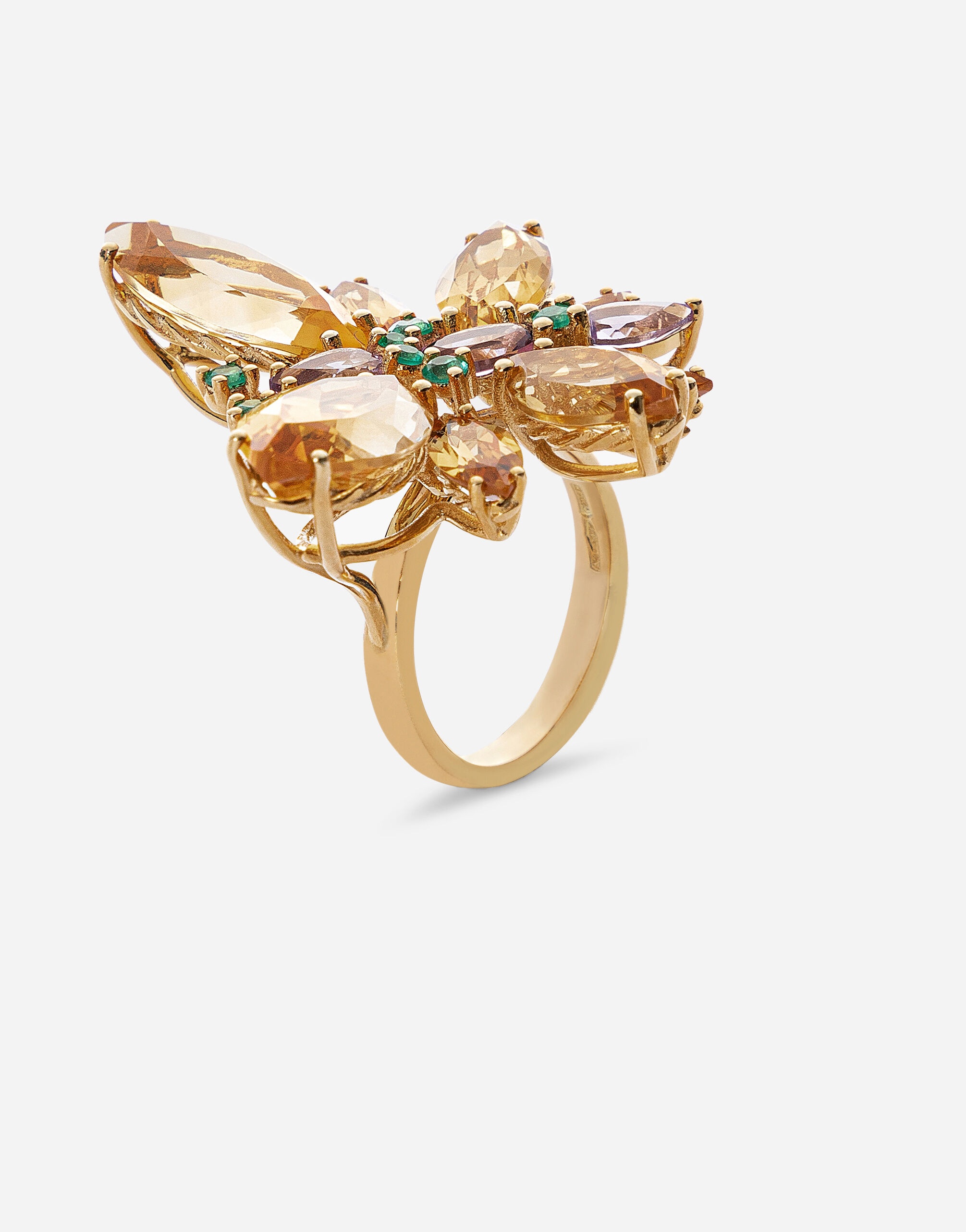 Butterfly Ring 18-carat yellow gold with butterfly in citrine quartz - 2