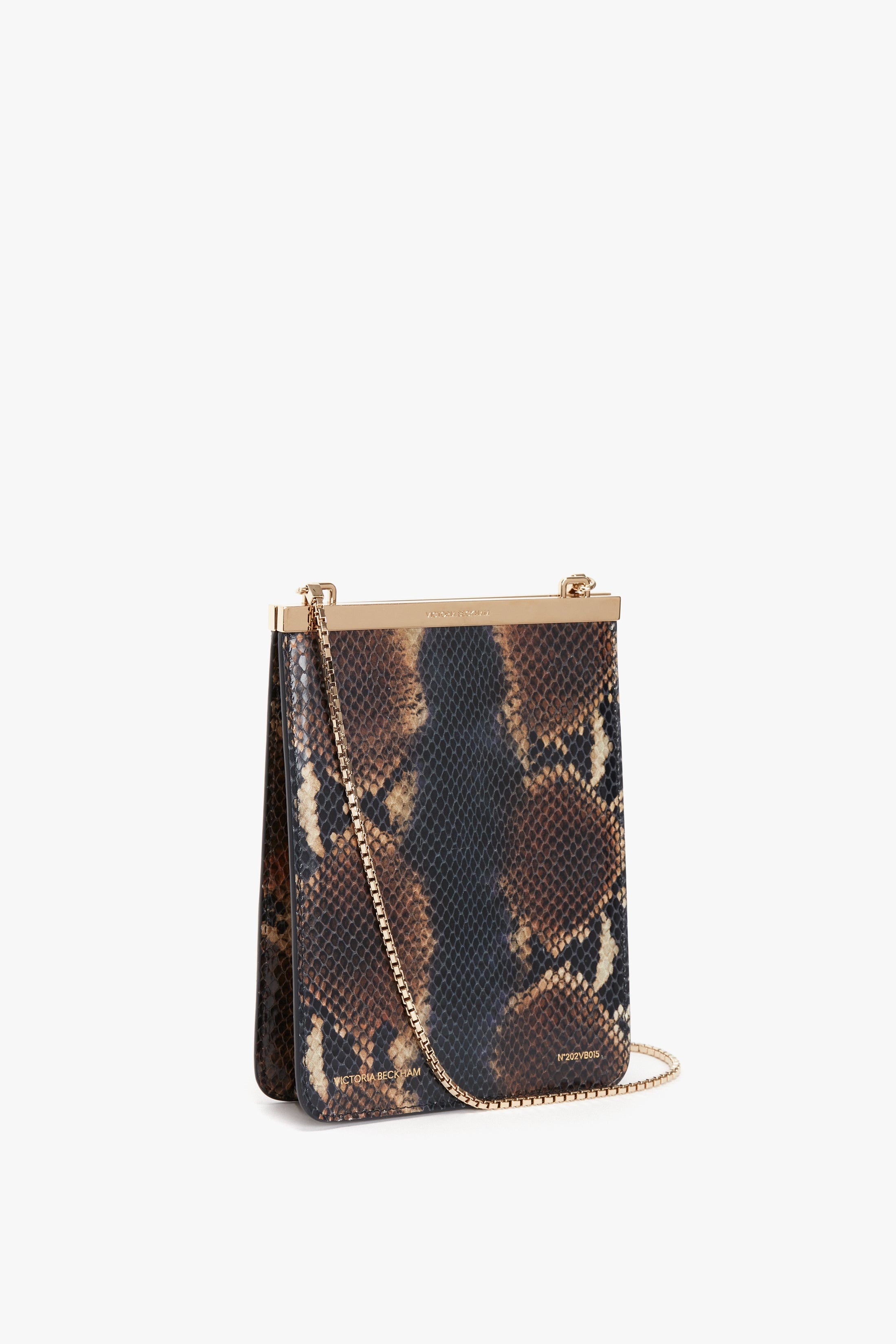Frame Purse In Navy-Brown Leather - 2