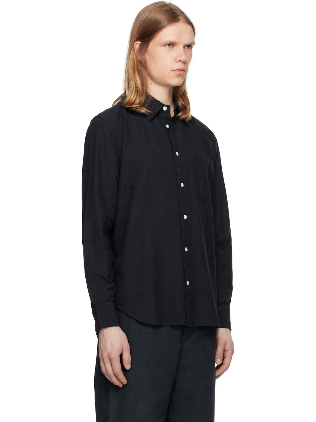 Navy Algot Relaxed Cotton Linen Shirt - 2