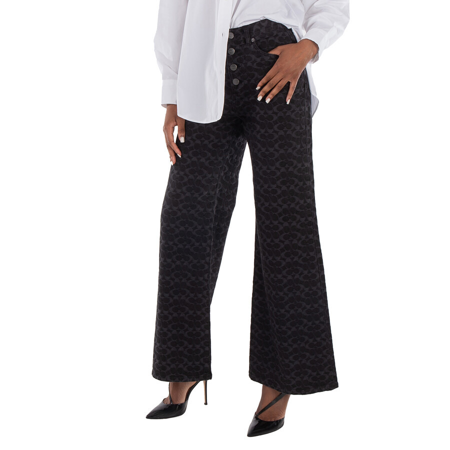 Coach Signature Wide-Leg Denim Jeans - 4