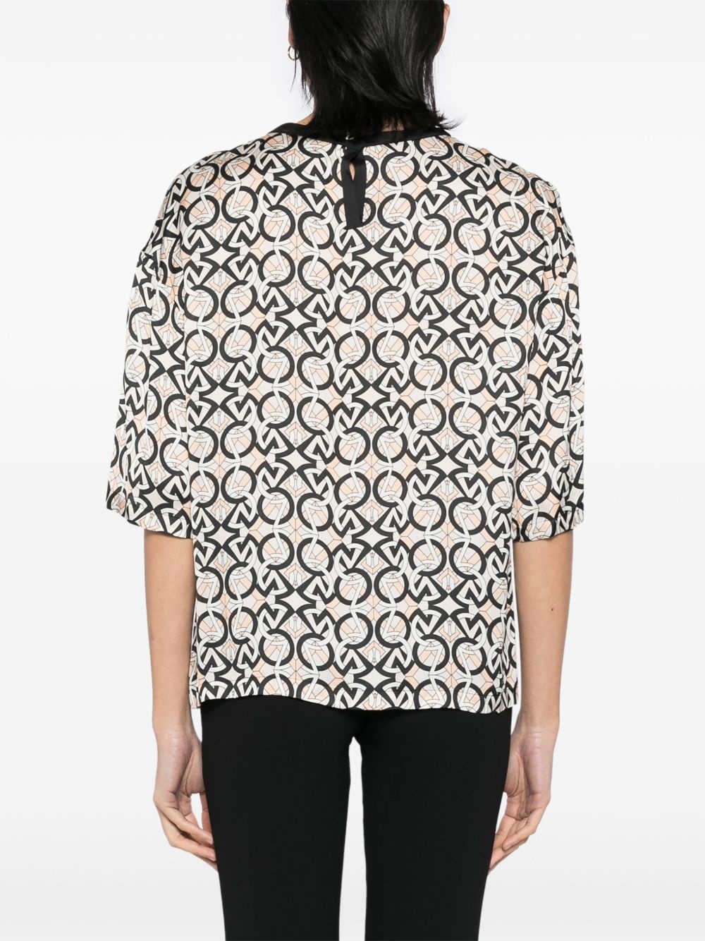 subtitle-printed charmeuse T-shirt - 4