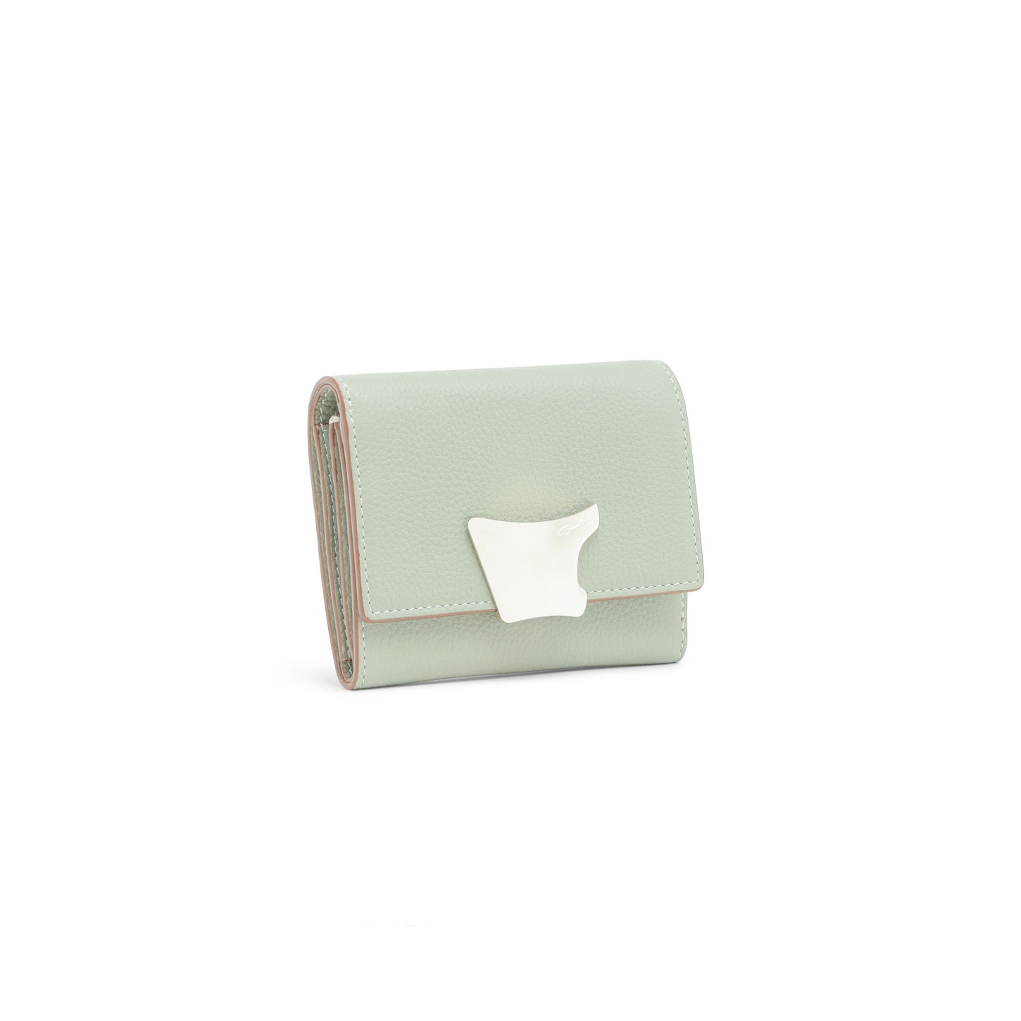 Green tumbled leather wallet with coin pocket - 5