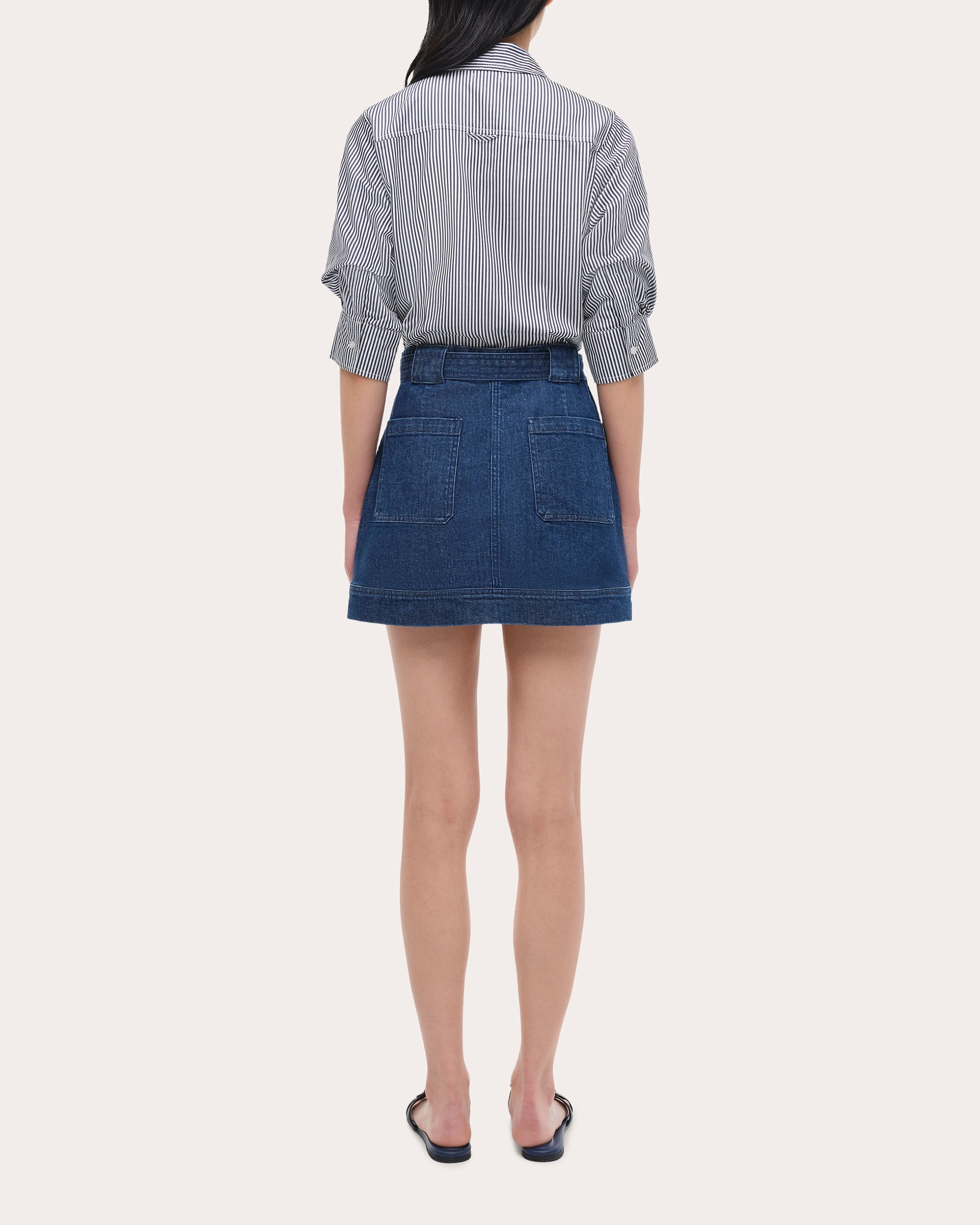 Harlowe Cotton Combo Denim Shirt Dress - 2