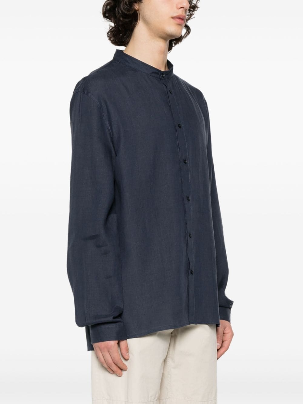 band-collar hemp shirt - 3