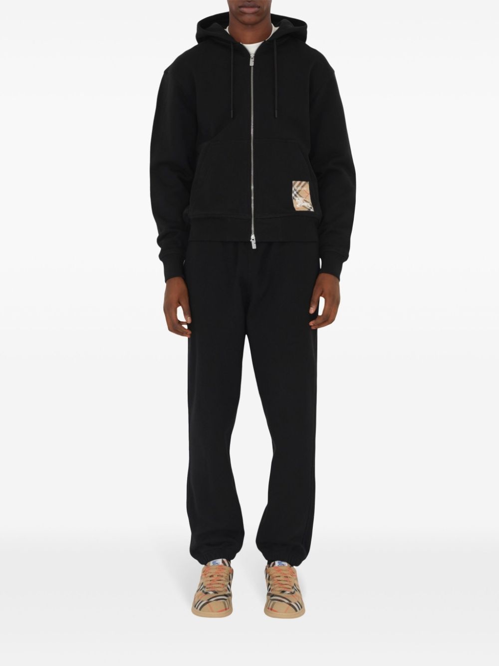 checked cotton track pants - 2