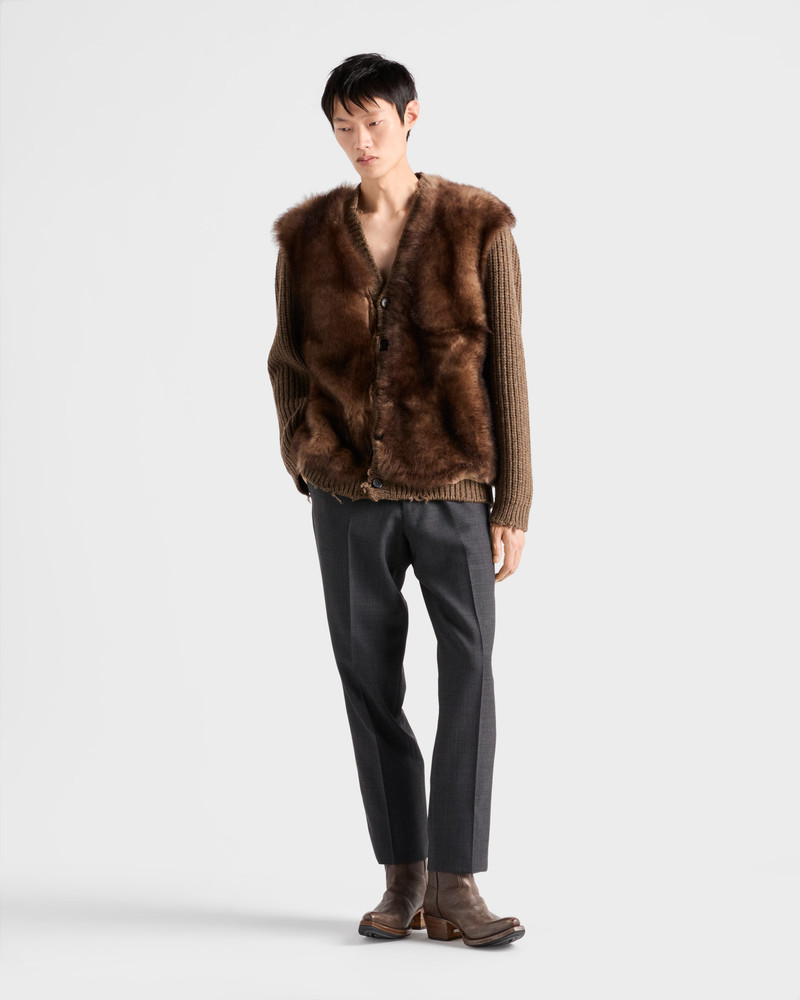 Prada Wool and shearling cardigan outlook