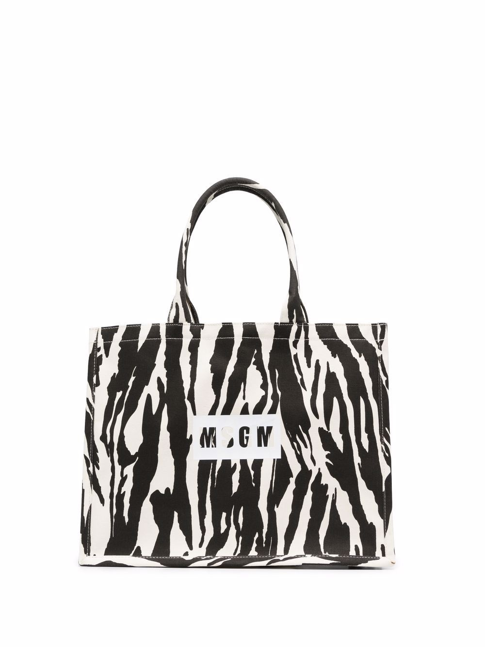 logo printed zebra tote bag - 1