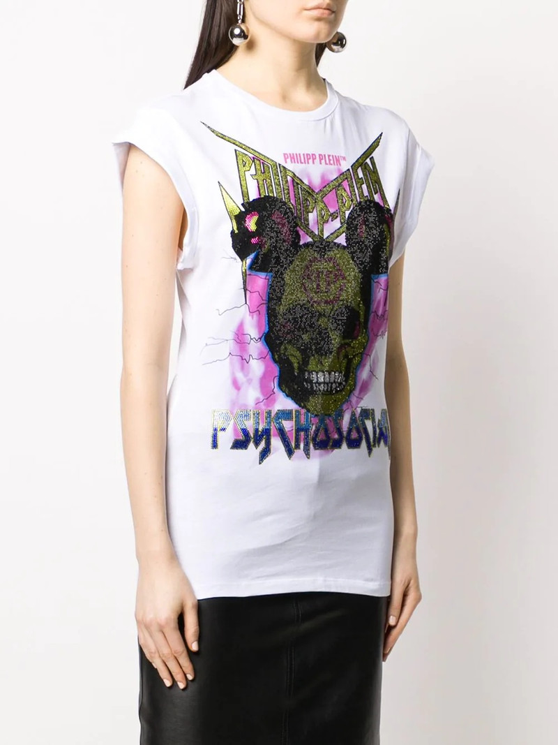 크리스탈 skull 인쇄 T 셔츠 3