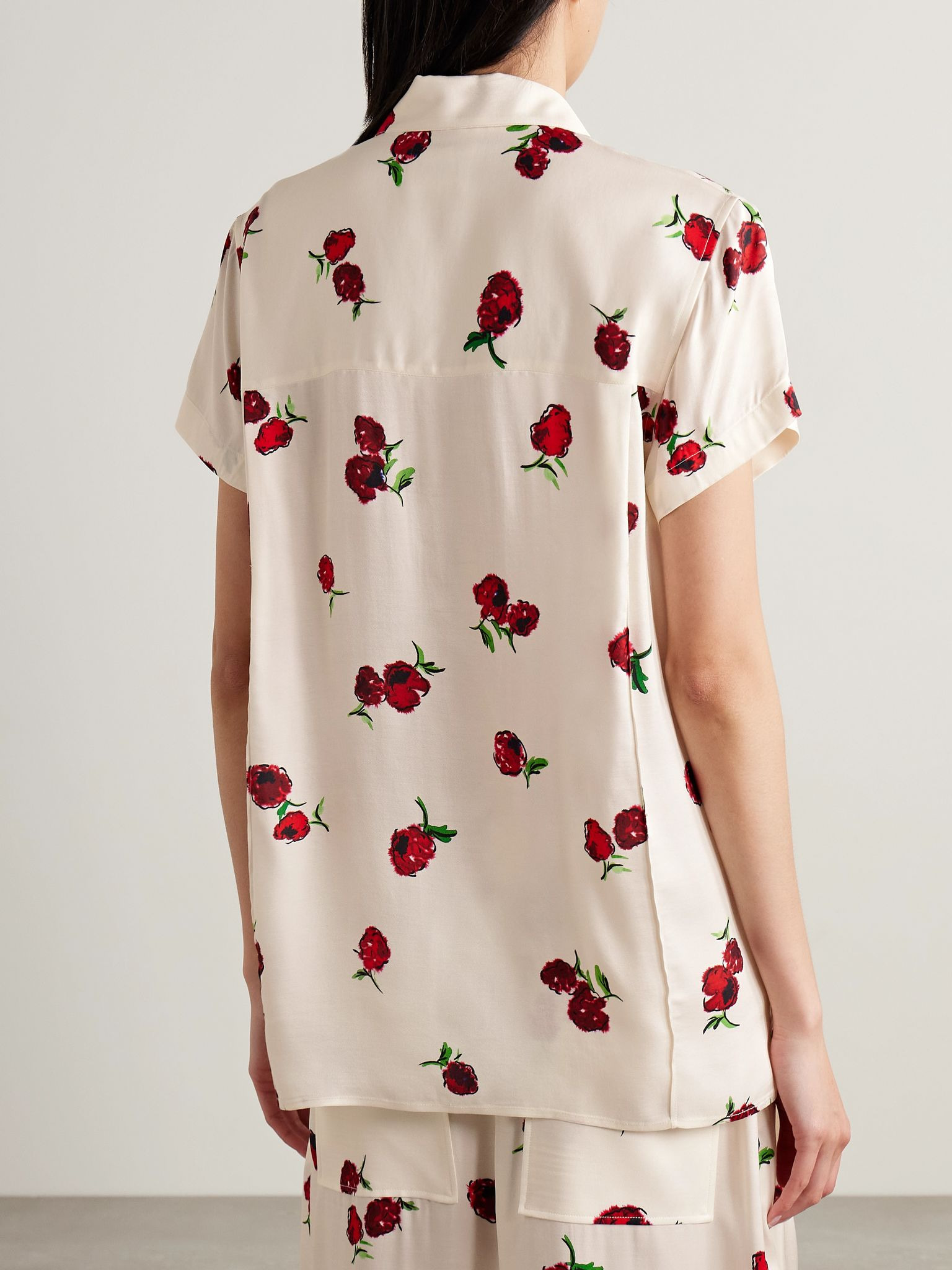Keefe printed silk-twill shirt Ecru - 3