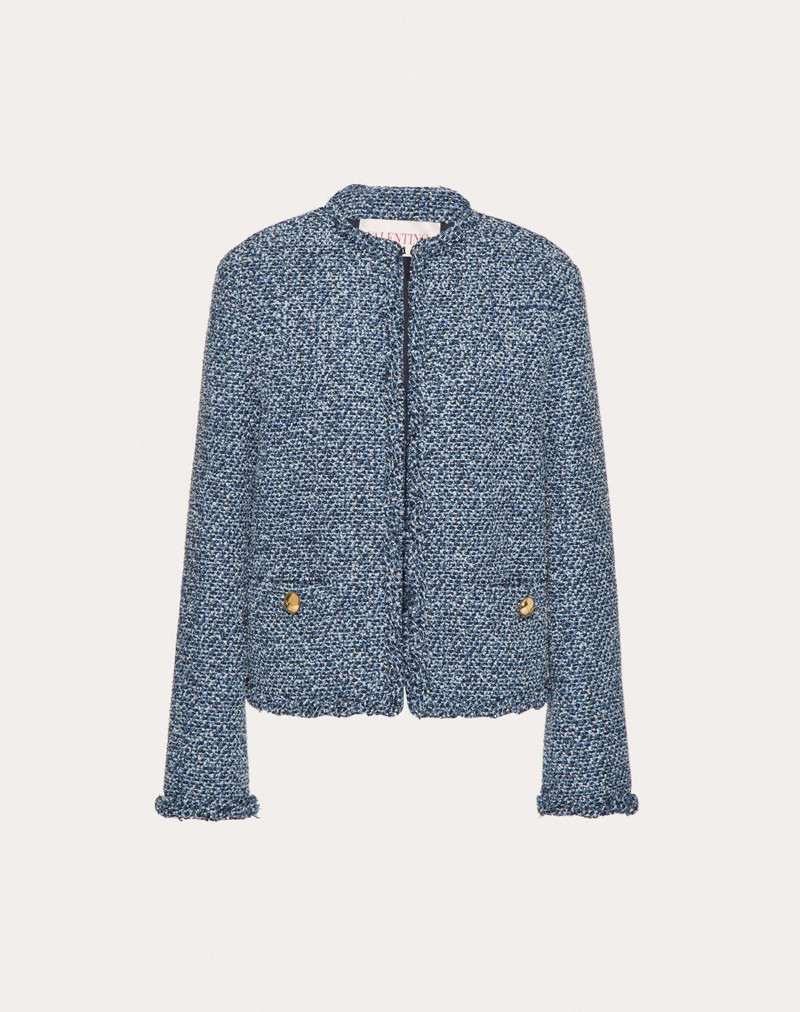 TEXTURED TWEED DENIM JACKET - 1