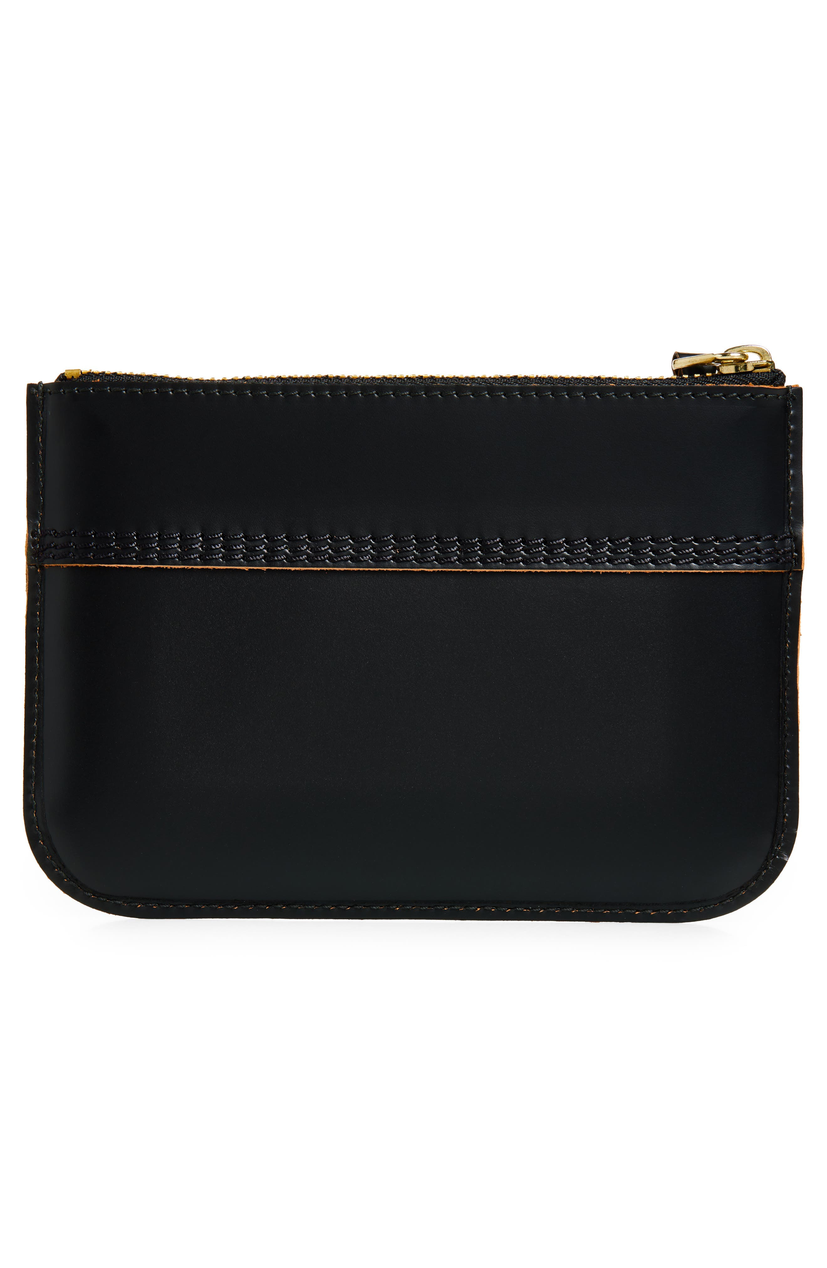 Comme des Garçons Wallets Triple Stitch Leather Zip Pouch in Black at Nordstrom - 2