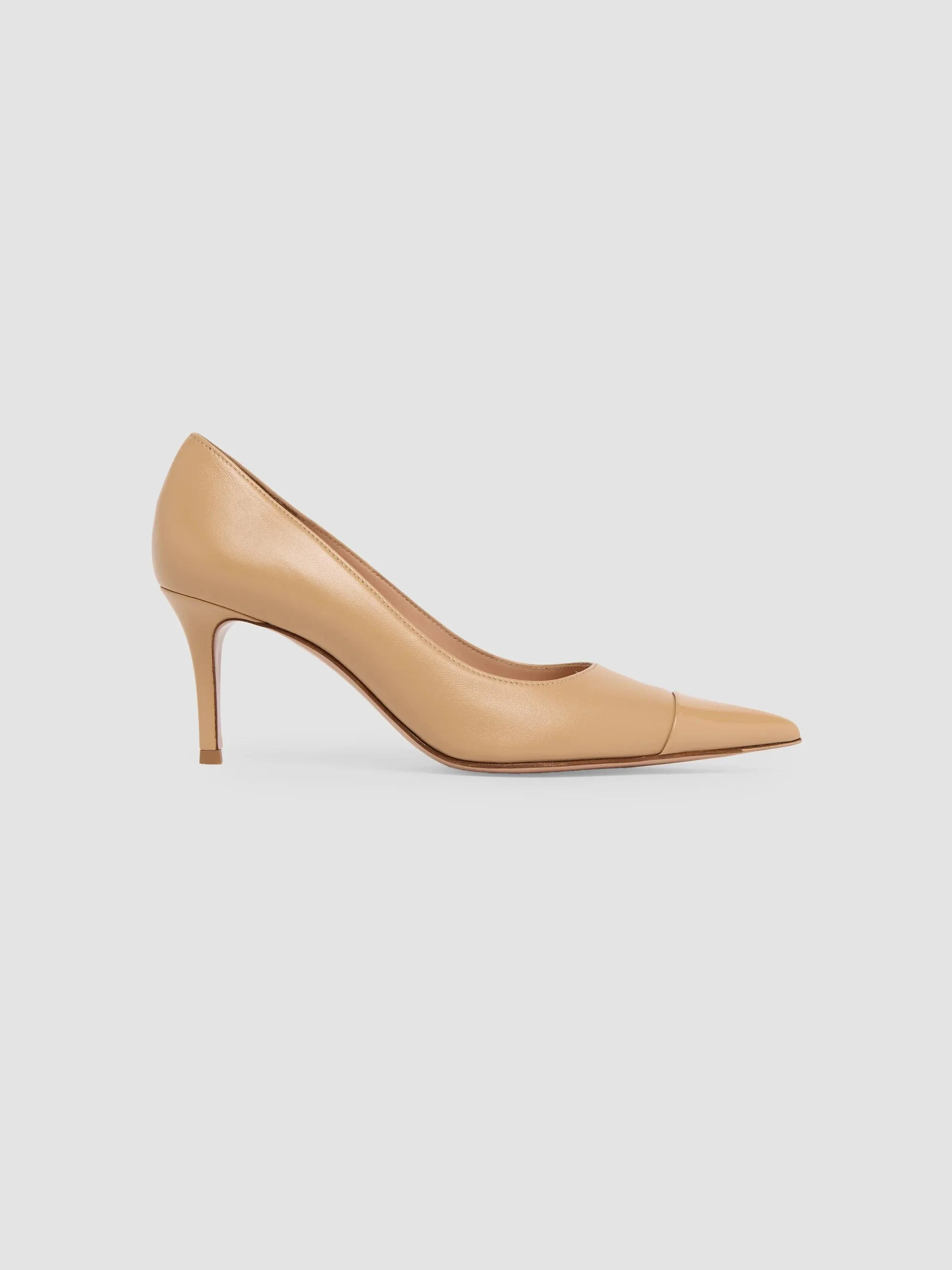 Women's 70MM Leather Pumps - Light Beige - 1