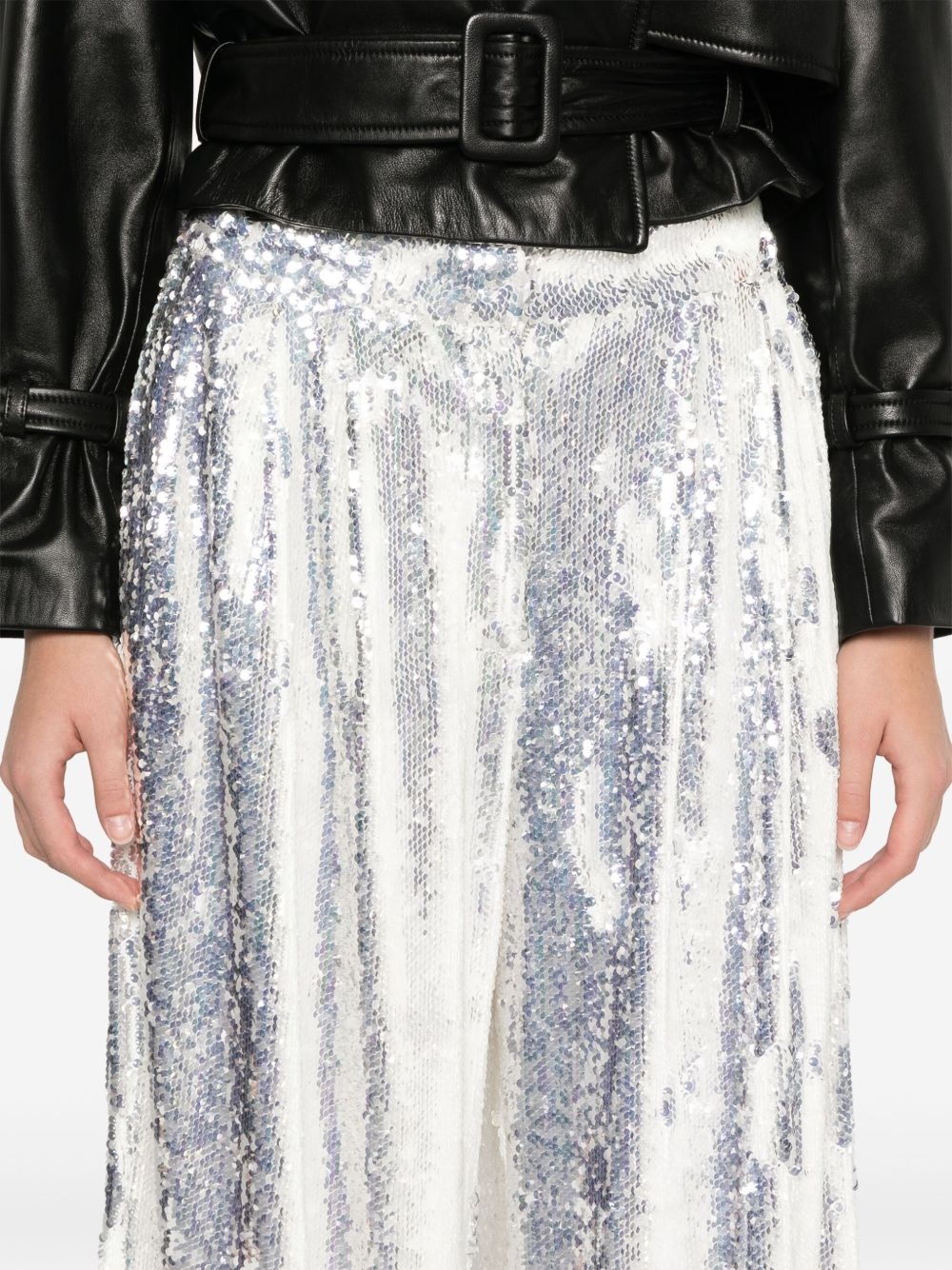 mid-waist wide-leg trousers - 5