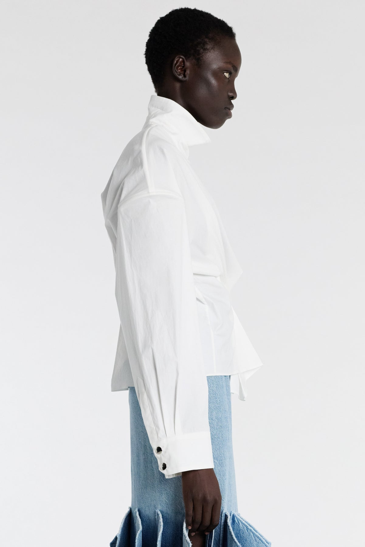 ASYMMETRIC COLLAR SHIRT WHITE - 8