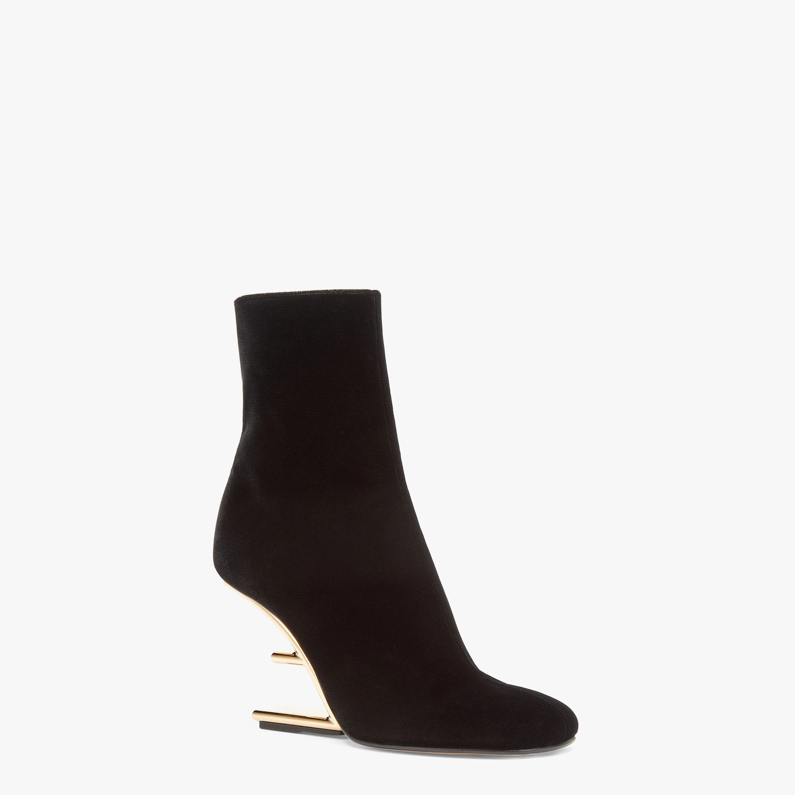 Black velvet high-heeled boots - 2