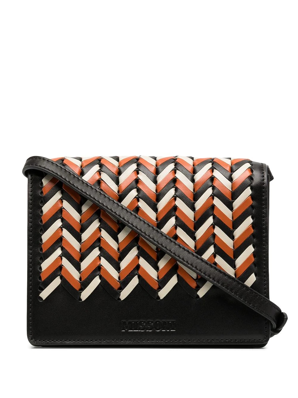 chevron-weave cross-body bag - 1