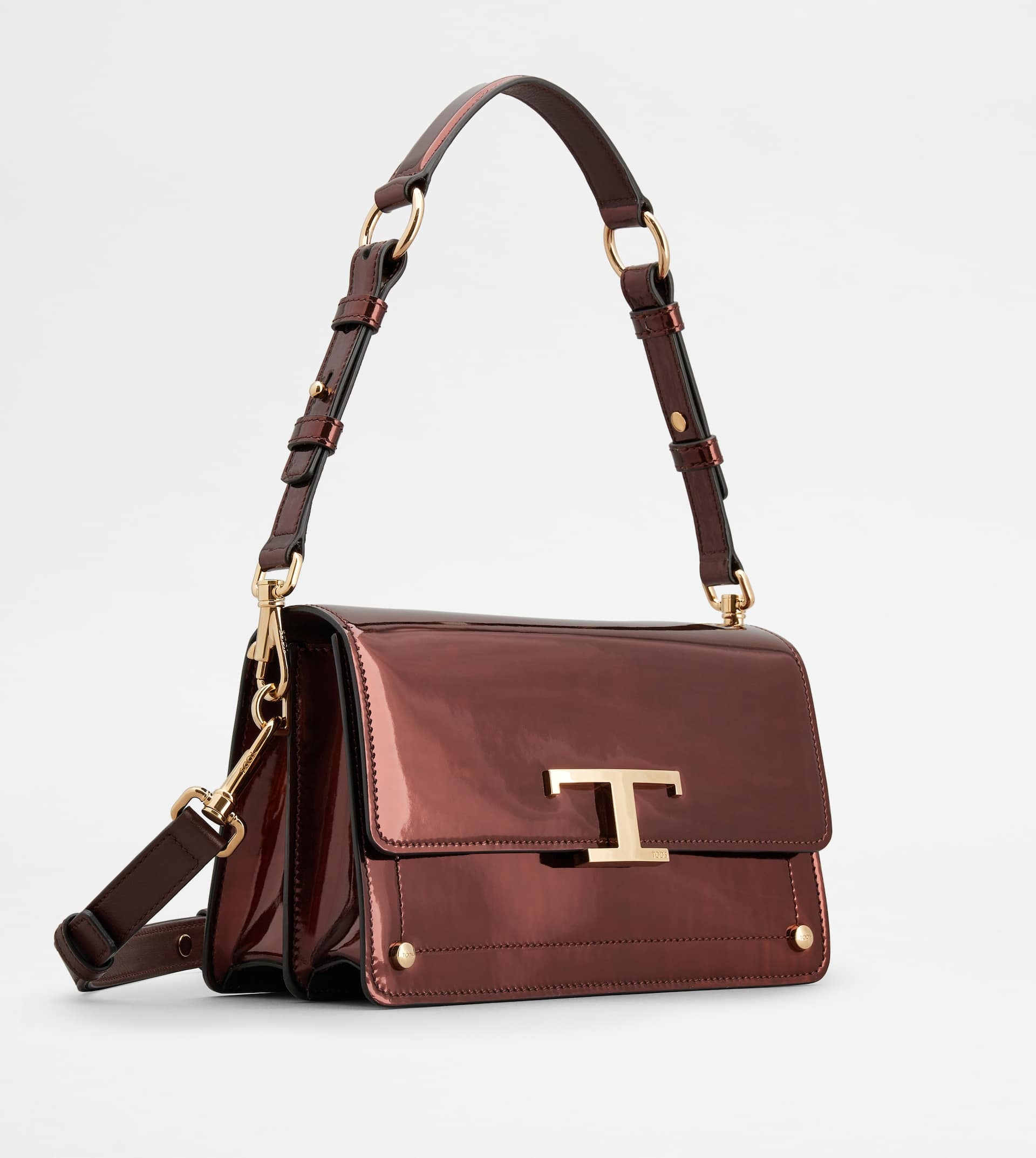 T TIMELESS SHOULDER BAG IN LEATHER MINI - BURGUNDY - 3