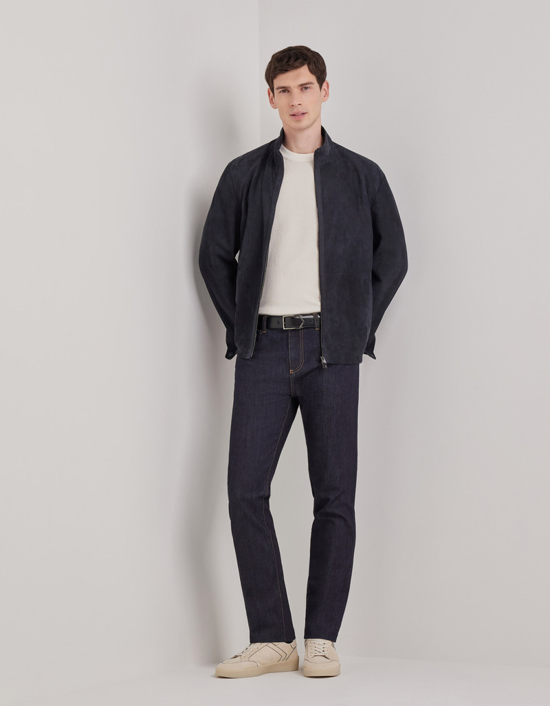 Canali FIVE-POCKET SLIM-FIT STRETCH DENIM PANTS IN BLUE outlook
