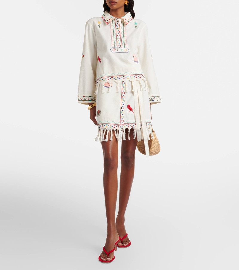 RIXO Baela embroidered cotton miniskirt outlook