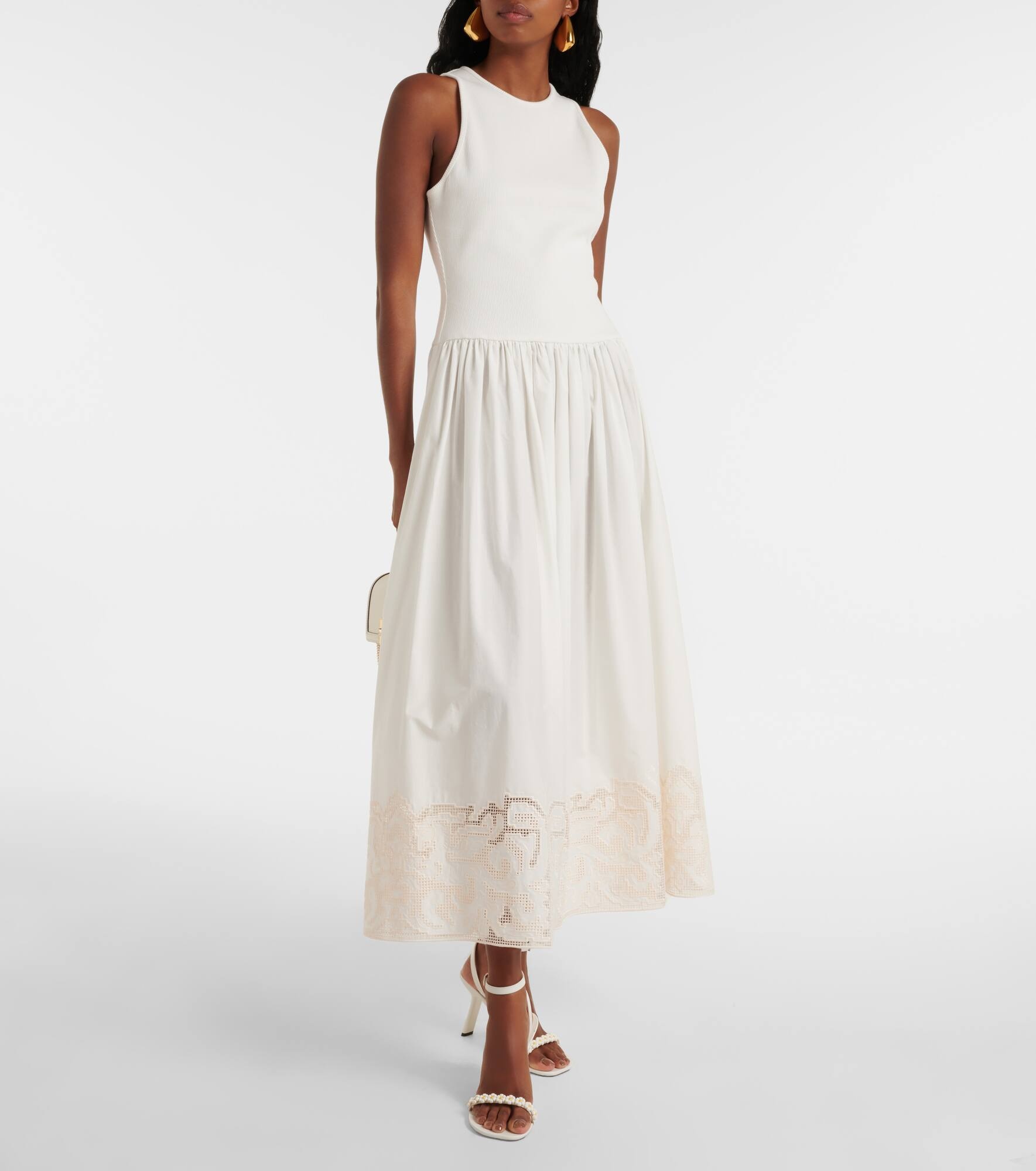 Pegasus embroidered cotton poplin midi dress - 2