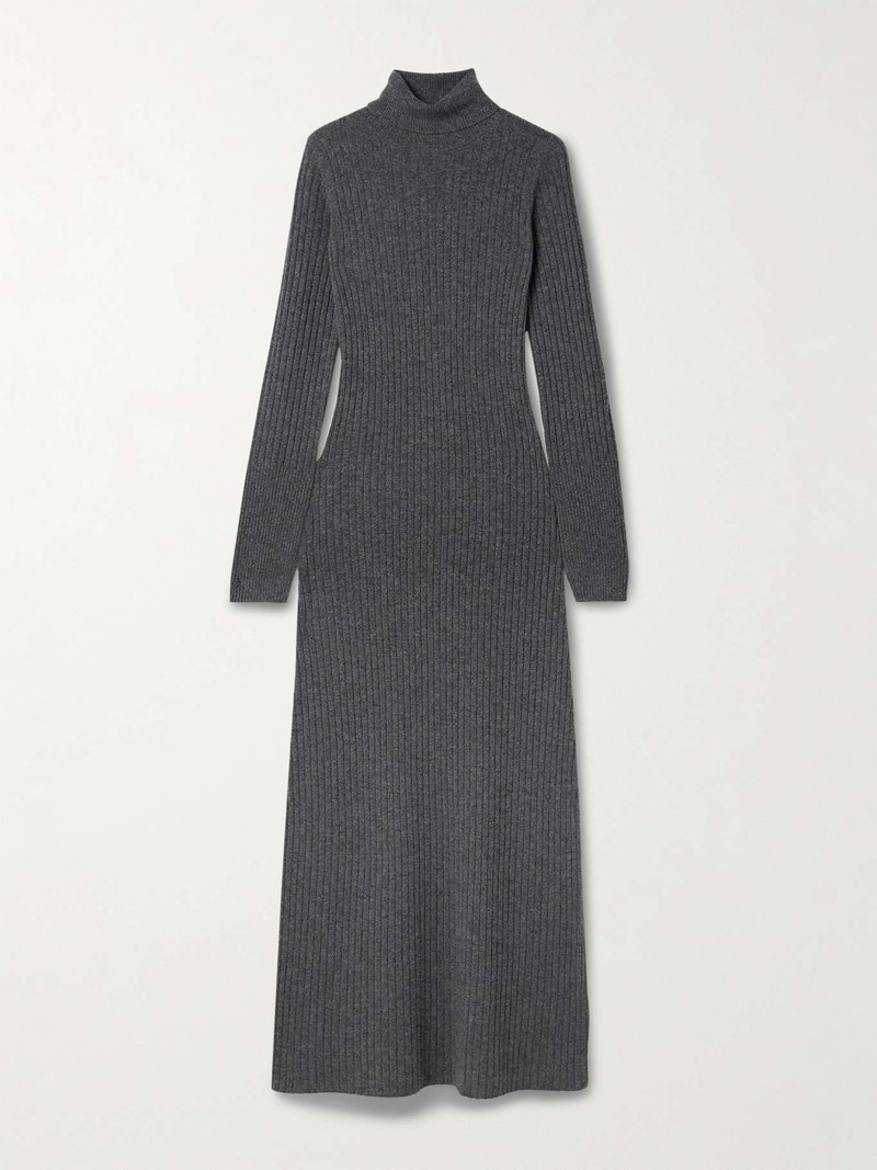 Ribbed cashmere turtleneck maxi dress 1