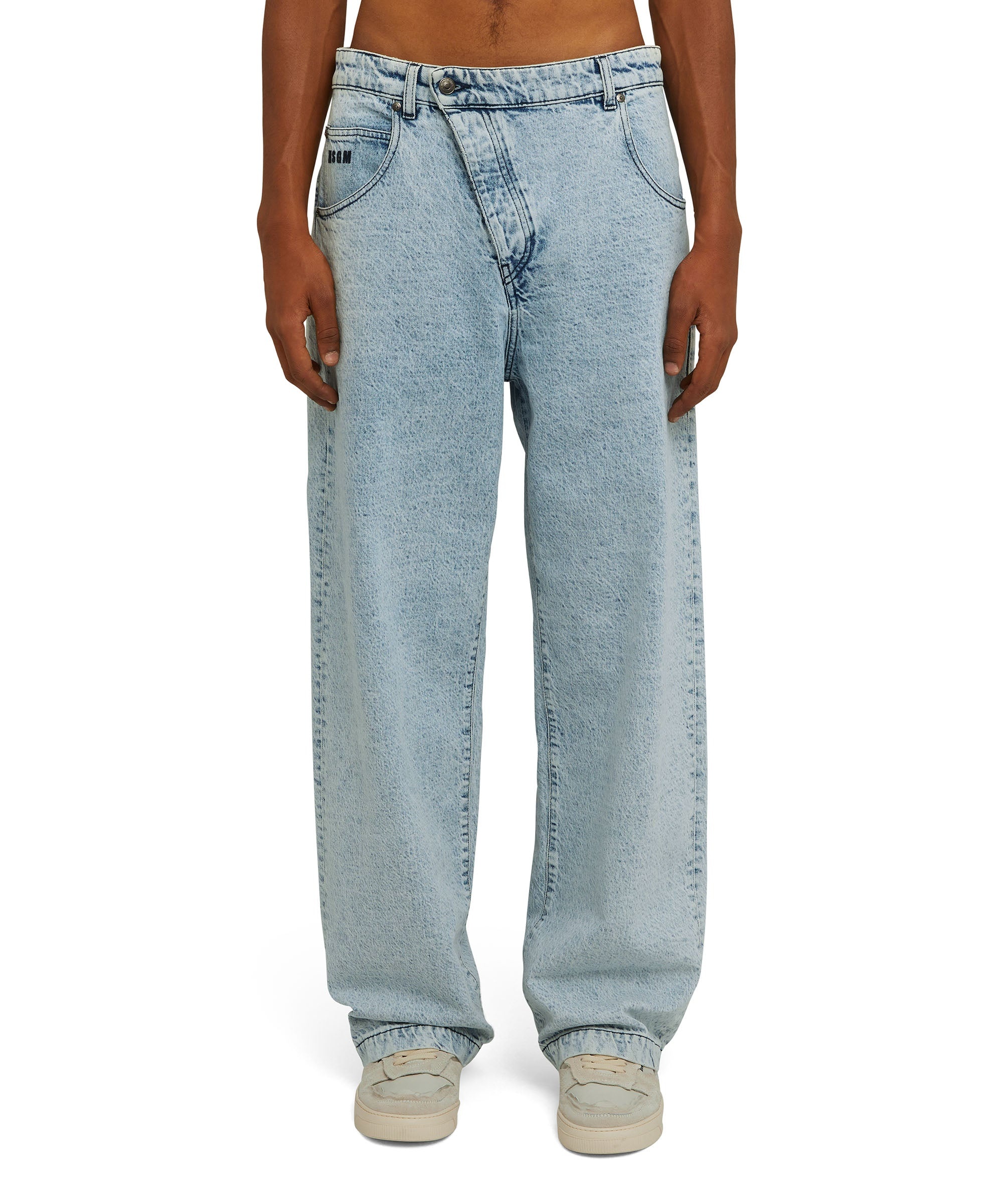 Straight-leg baggy jeans with oblique buttoning - 1