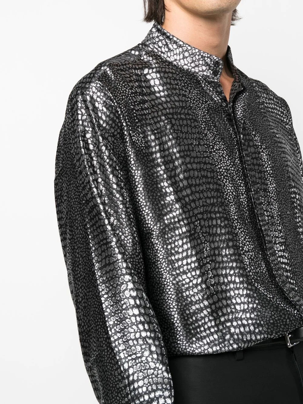 metallic-effect long-sleeve shirt - 5