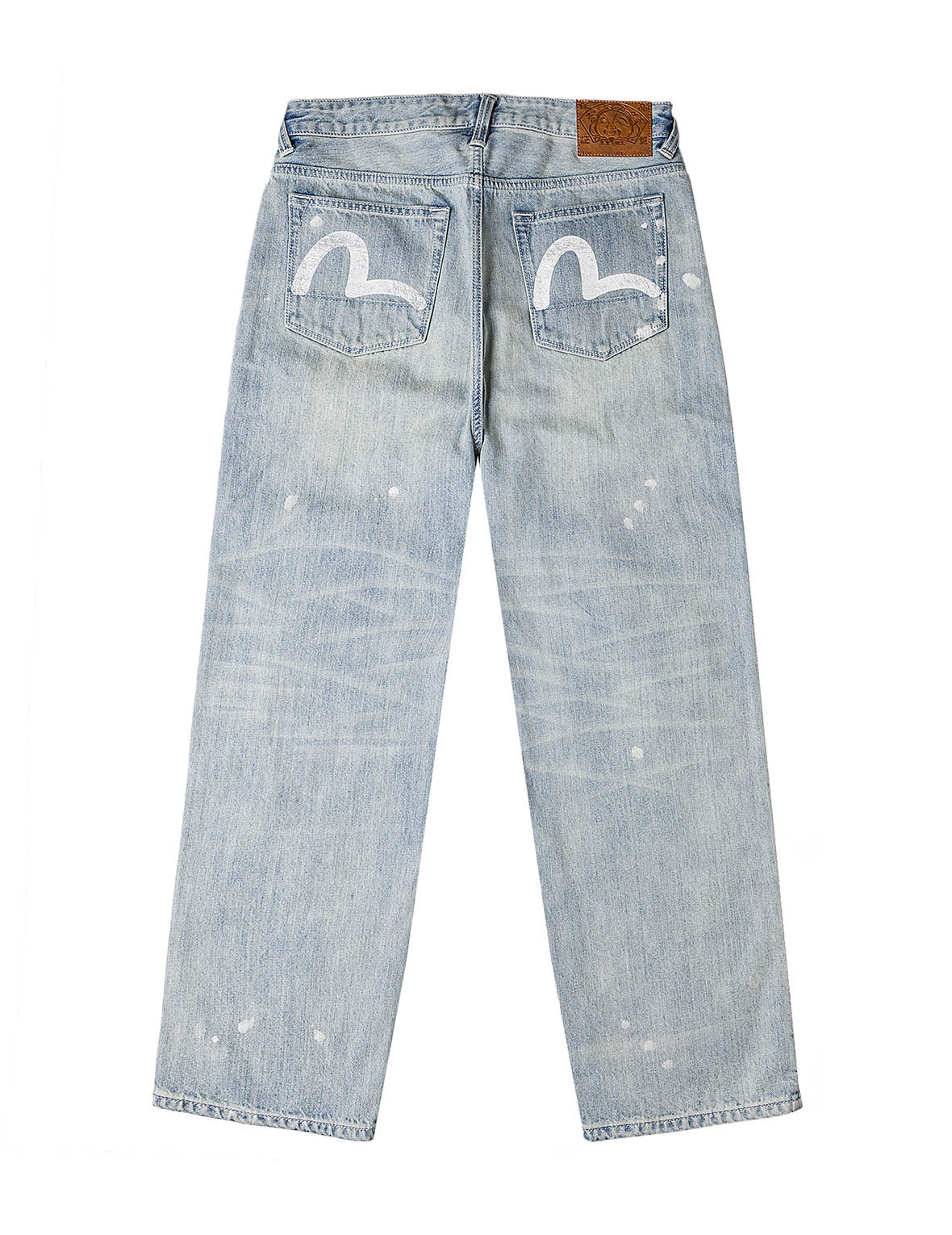 Washed Patchwork and Seagull Print Loose Fit Denim Jeans - 13