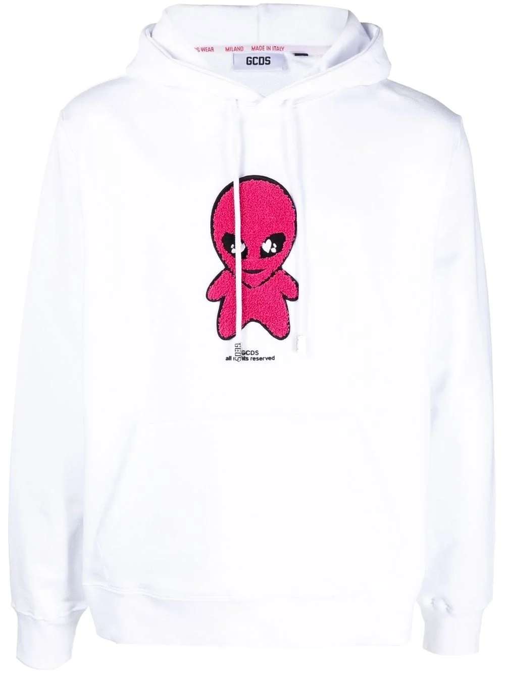 cotton alien-patch drawstring hoodie - 1