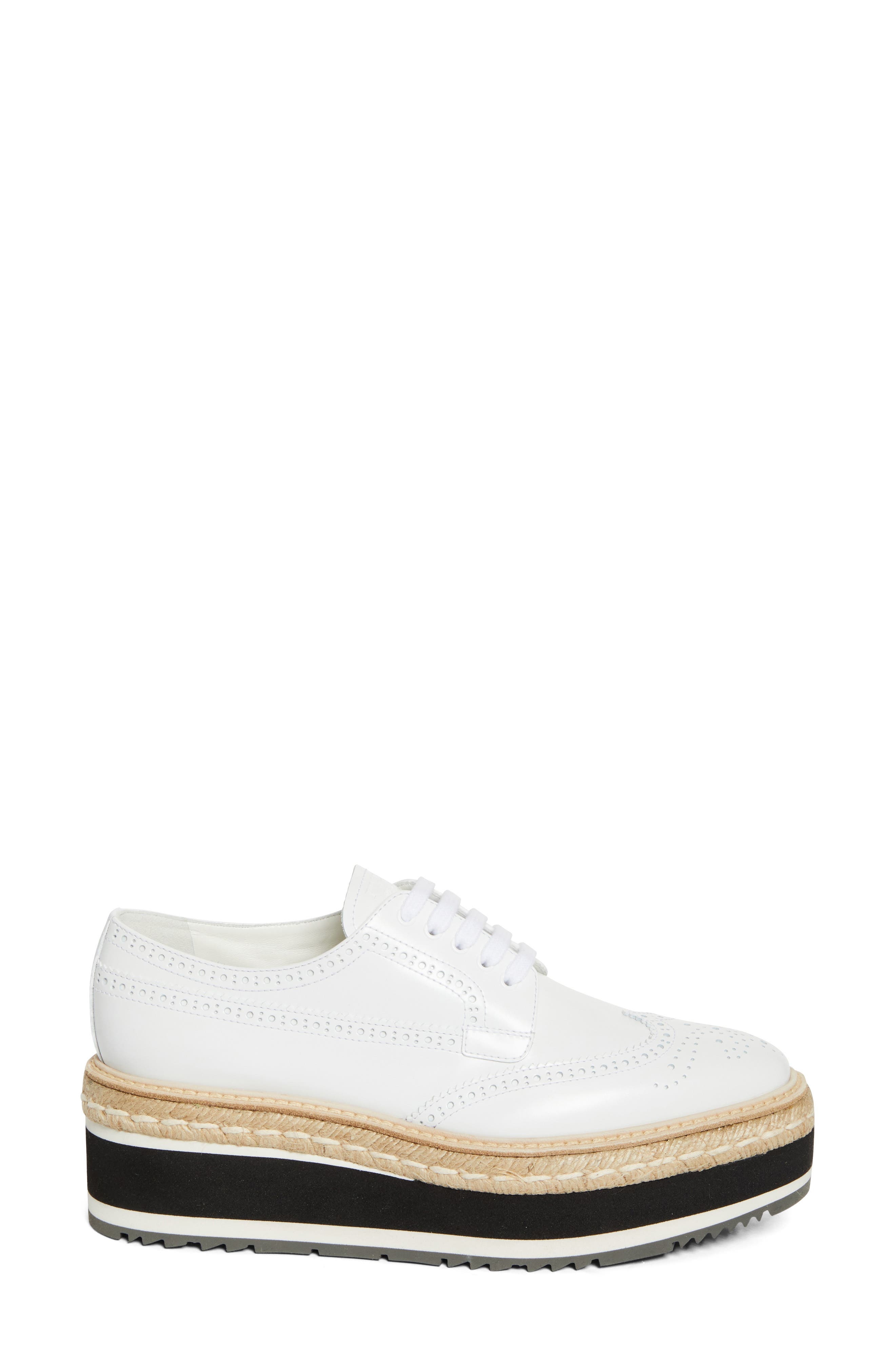 Prada Re-Edition Platform Wingtip Oxford in Bianco at Nordstrom - 3