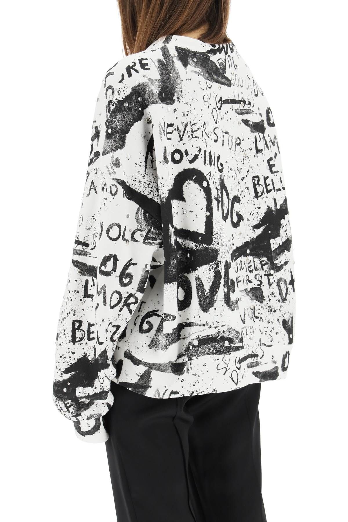 DG GRAFFITI SWEATSHIRT WITH STUDS AND PEARLS - 4