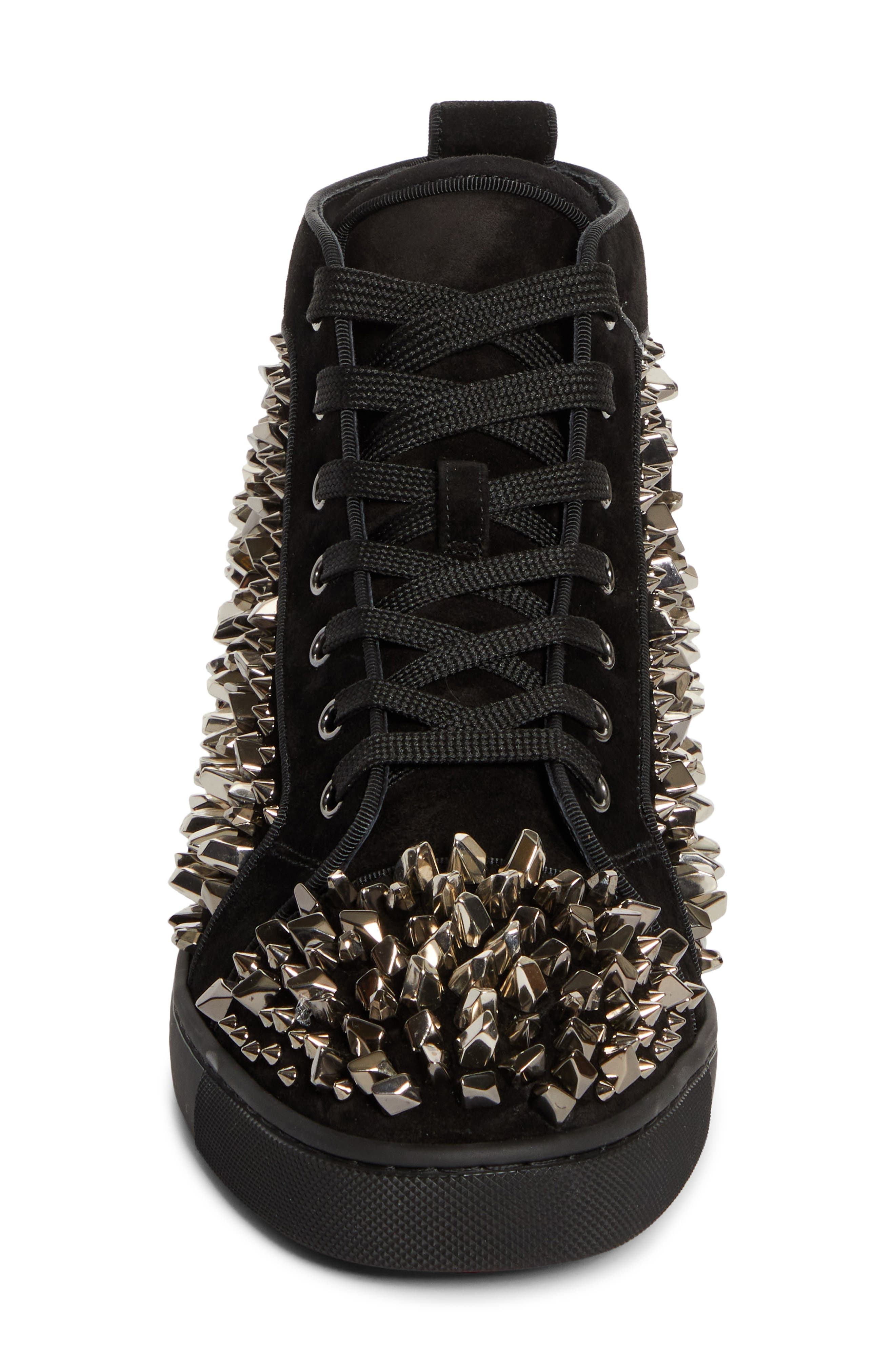 Christian Louboutin Louis Riptilis Spikes High Top Sneaker in Black/Dark Gunmetal at Nordstrom - 4