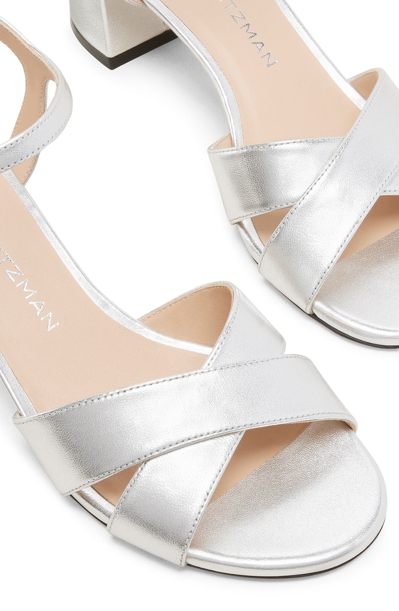 Stuart Weitzman Dayna Ankle Strap Sandal in Silver/silver at Nordstrom - 3