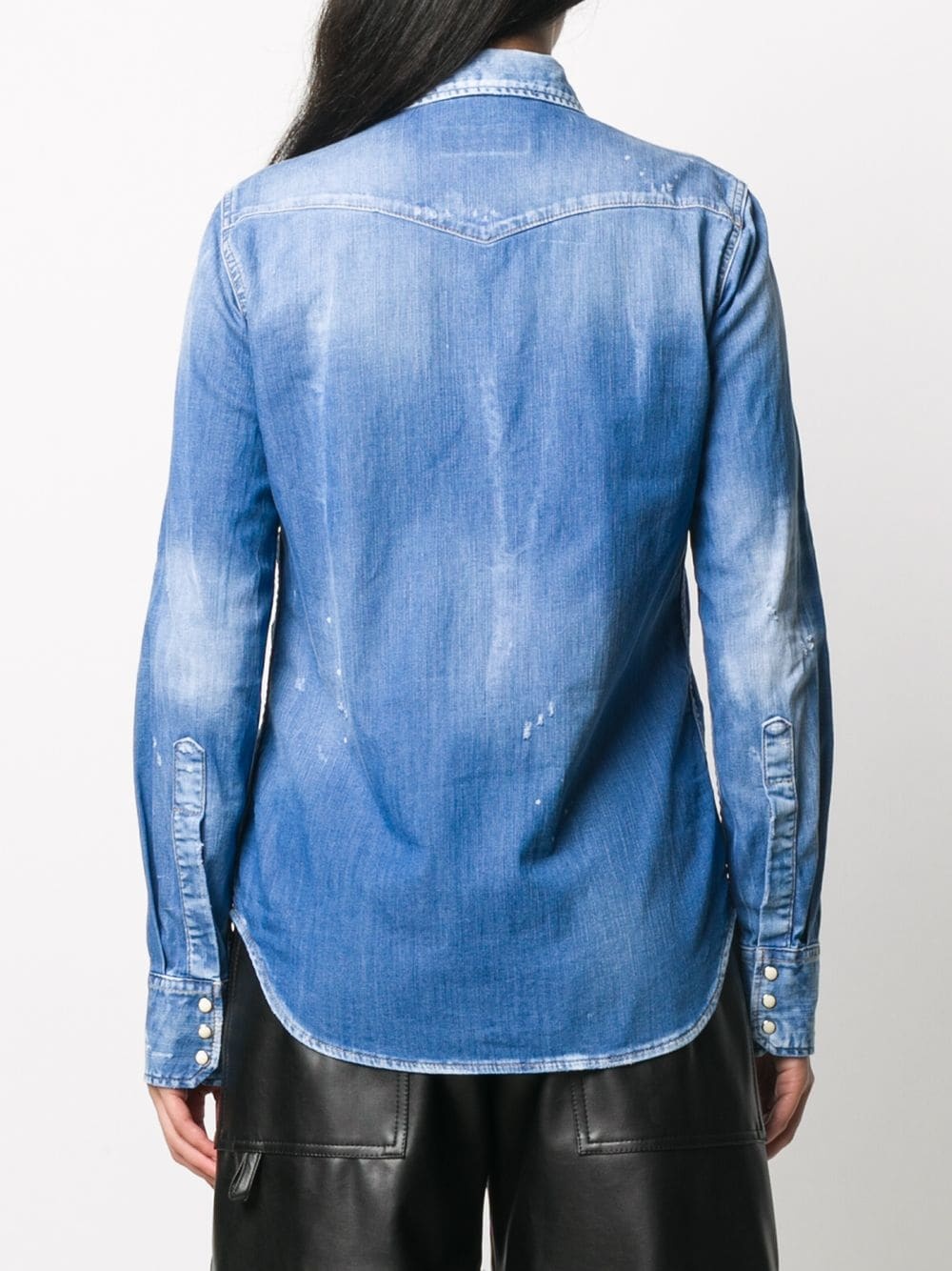 distressed denim shirt - 4