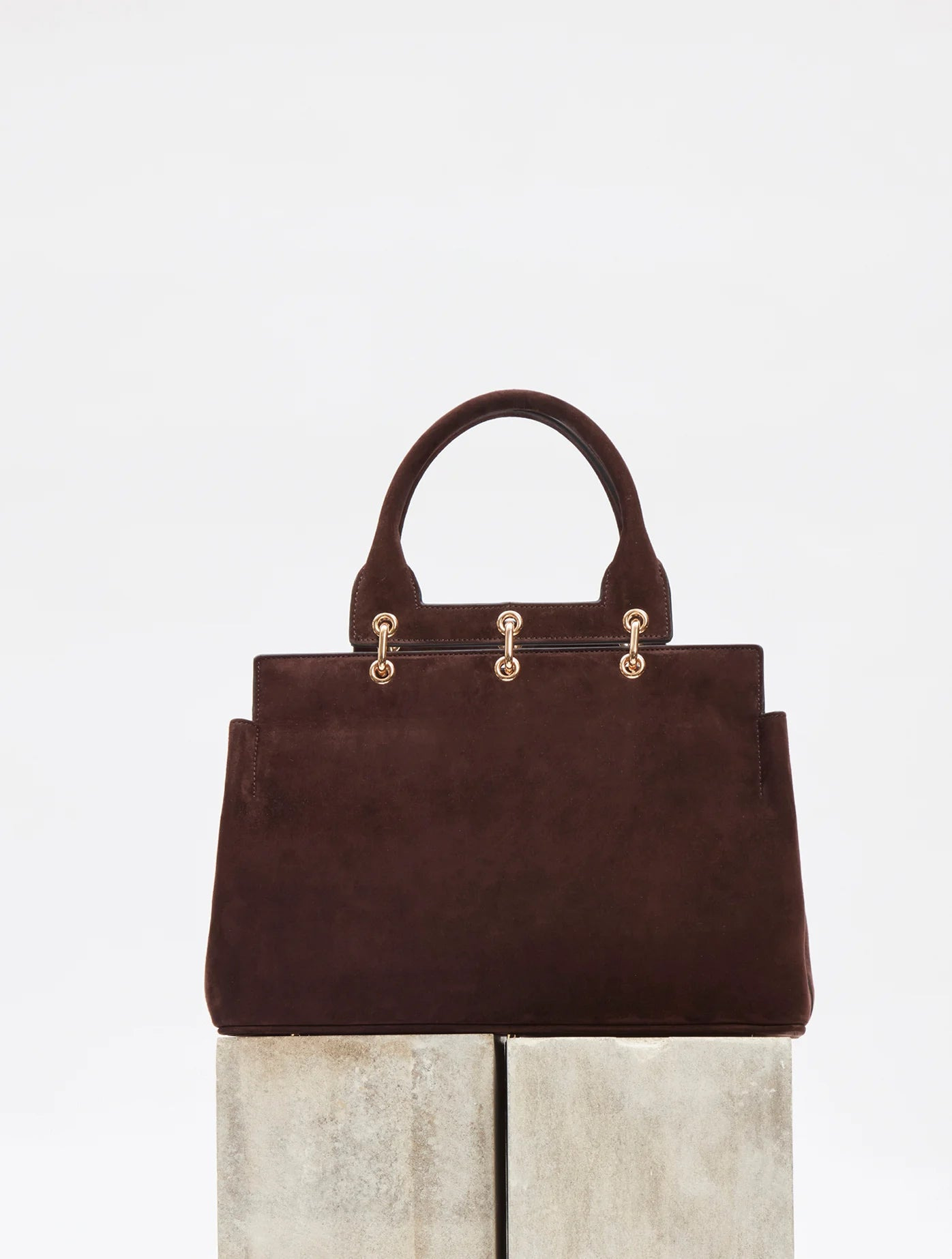 Small Amethyst Bag in Dark Brown Suede - 7