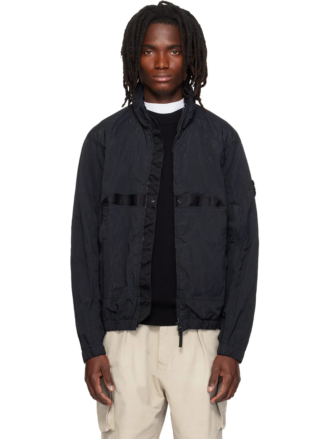 Black Q100009 Warp Rib Nylon-TC Jacket - 1