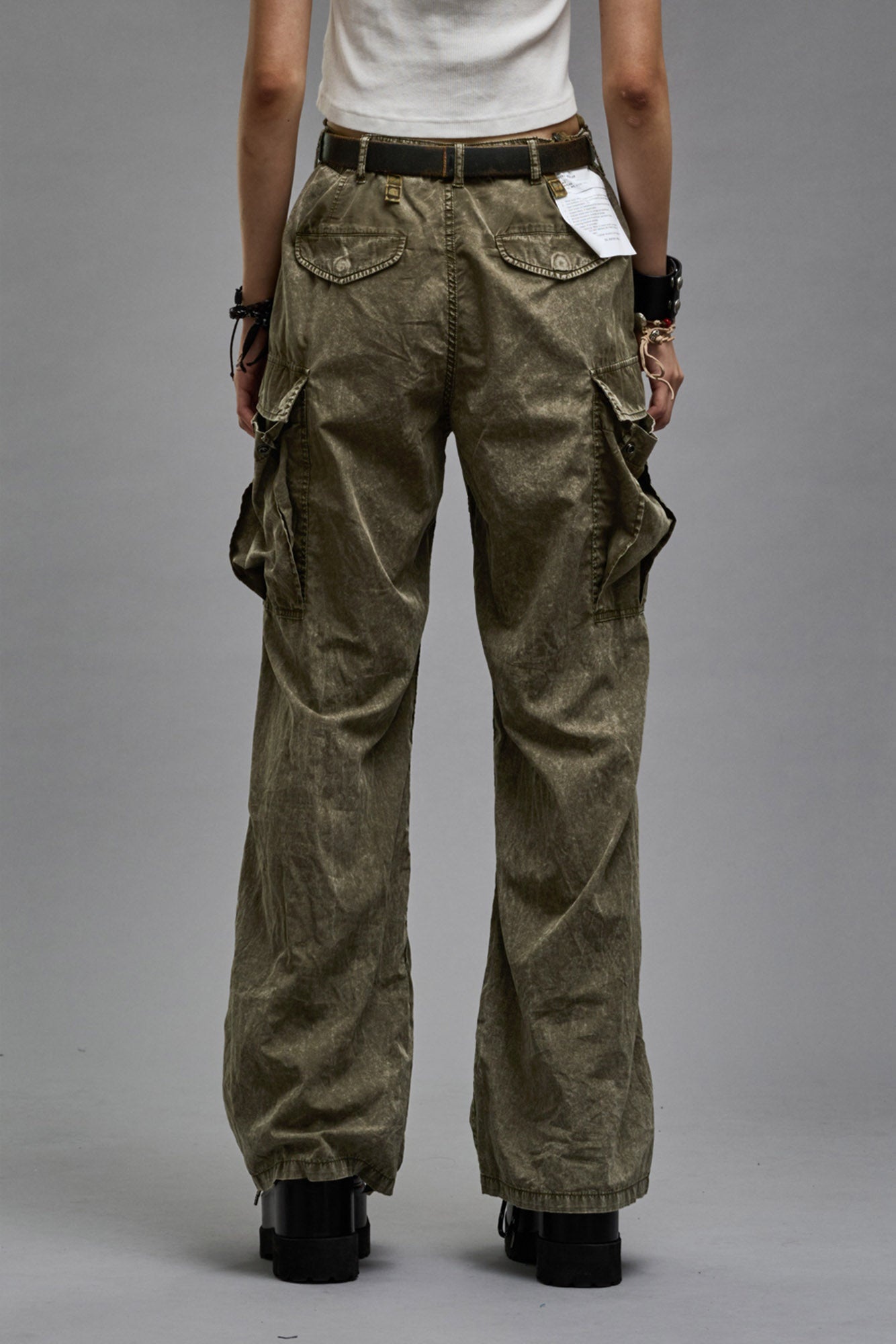 WIDE LEG CARGO - OLIVE GARMENT DYE - 2