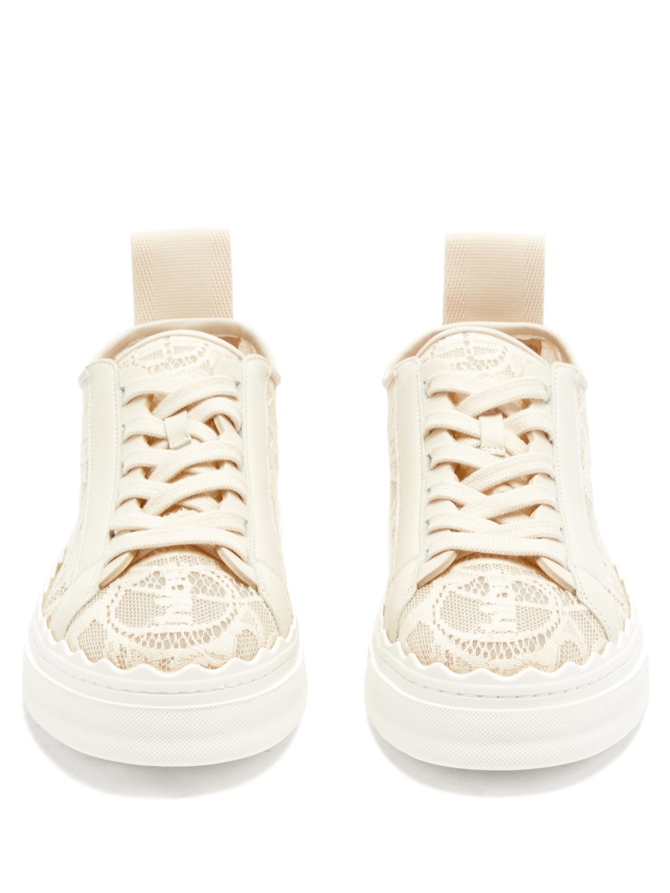 Lauren scallop-edge logo-lace trainers - 5