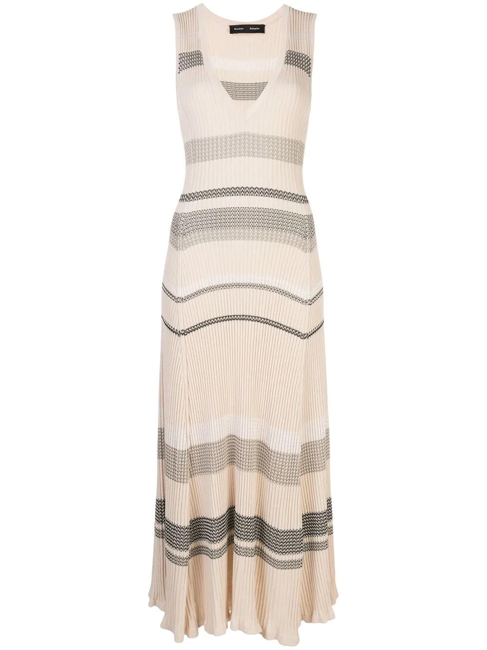 striped sleeveless knitted dress - 1