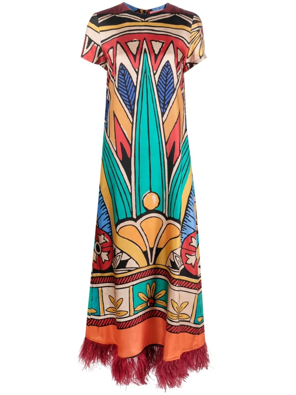 Swing graphic-print trimmed dress - 1