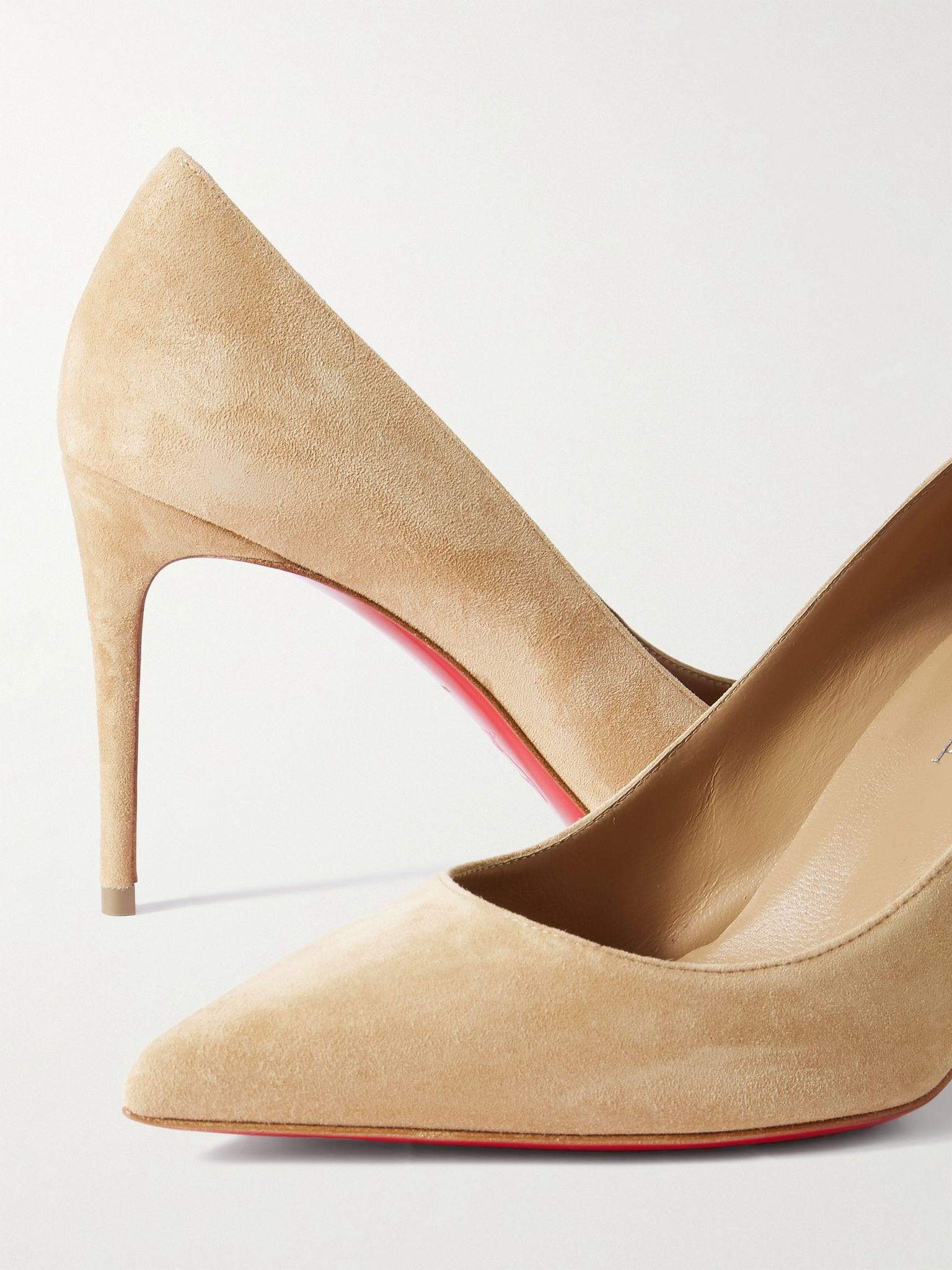 Kate 85 suede point-toe pumps Sand - 4