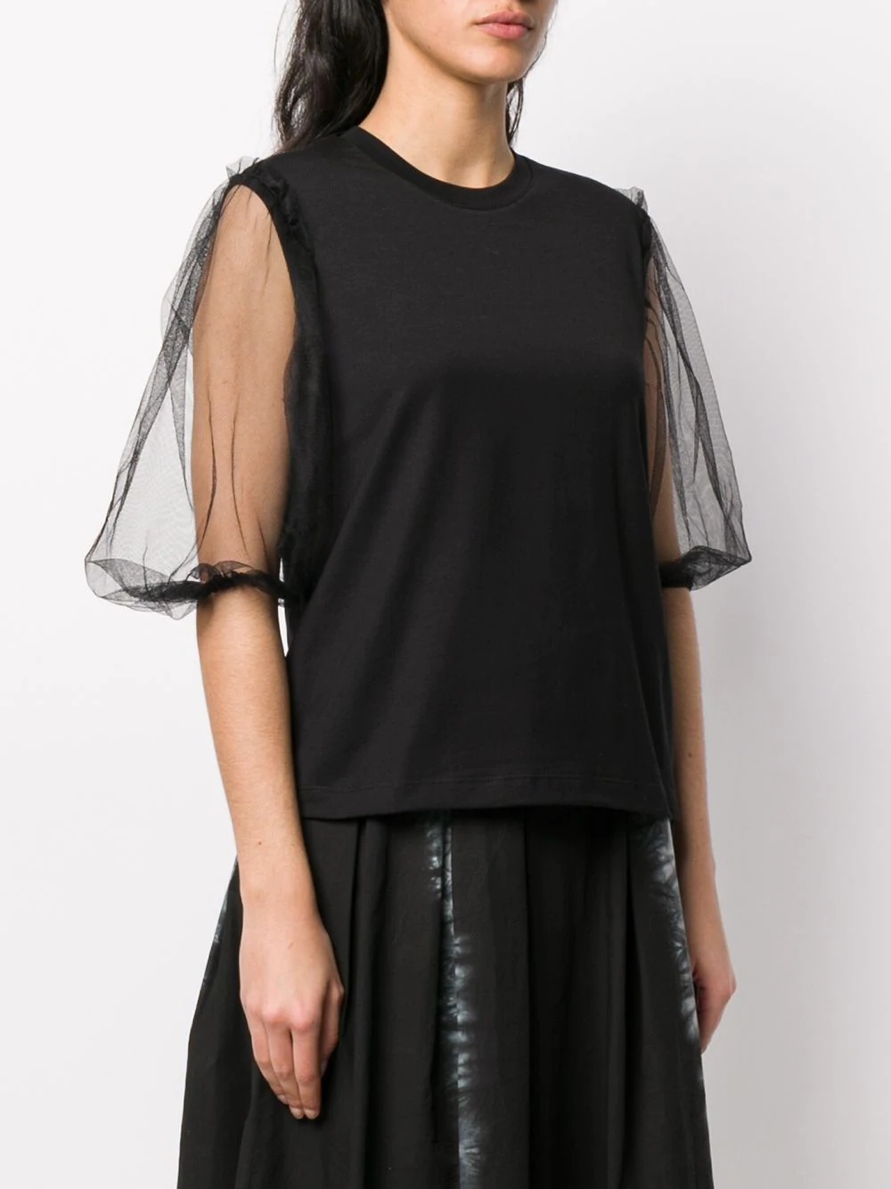 sheer puff sleeve T-shirt - 3