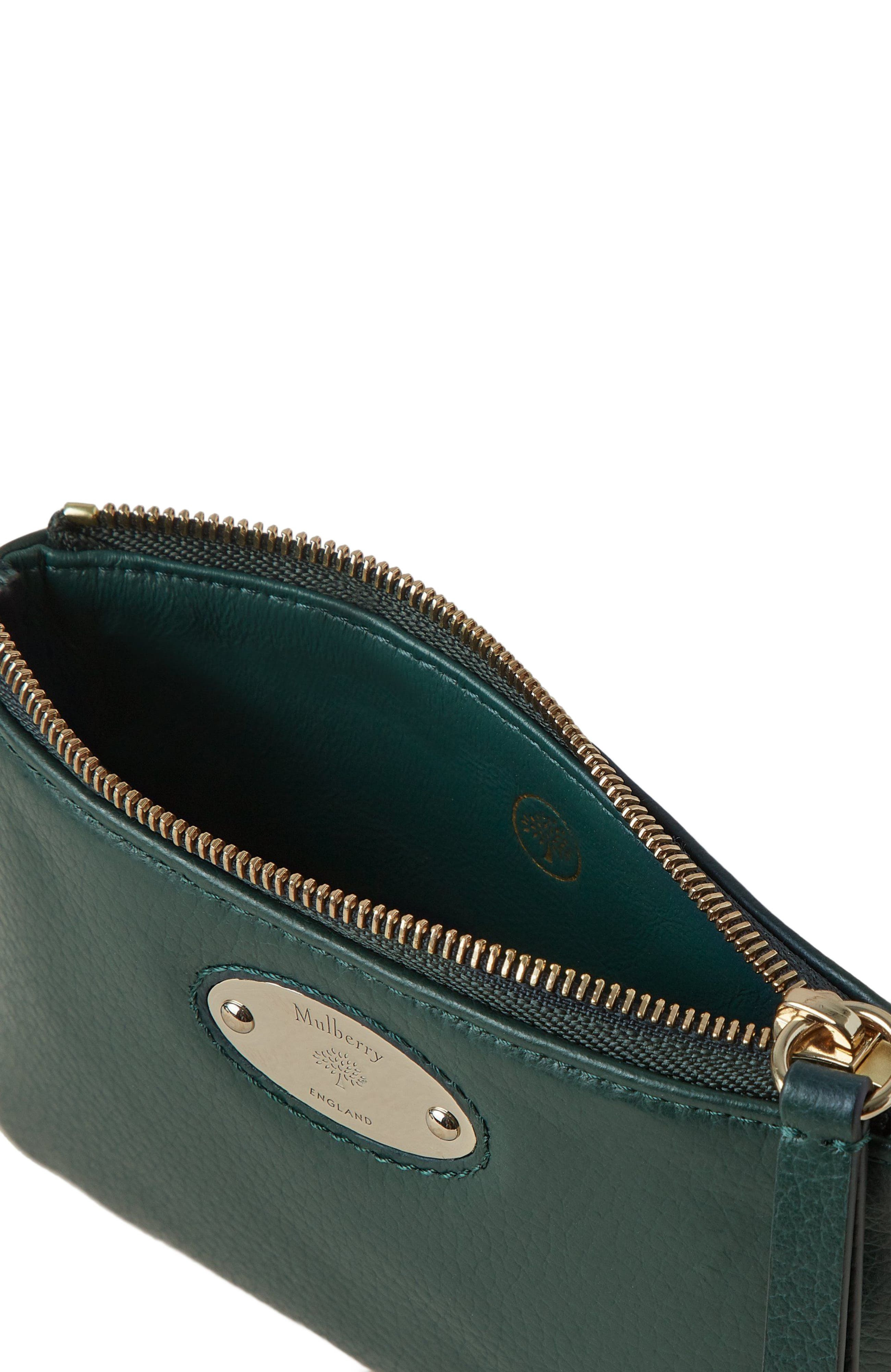 Plaque Leather Coin Pouch in  Green - 2