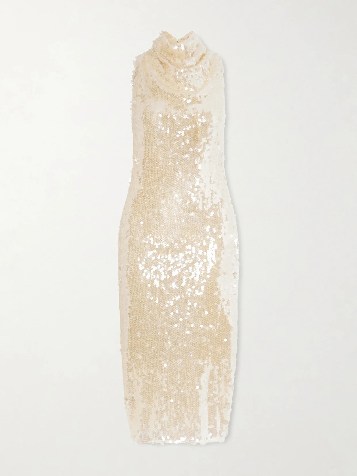 Noor Draped Sequined Chiffon Midi Dress - 1