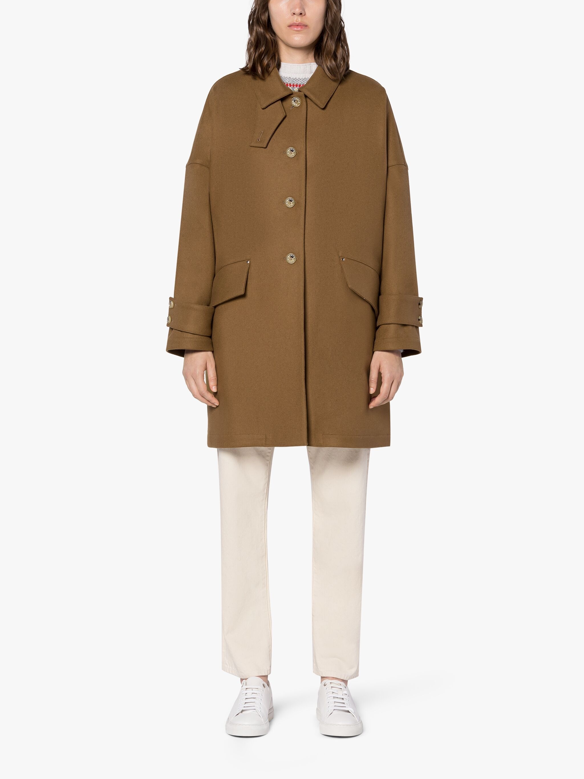 HUMBIE CAMEL BROWN WOOL OVERCOAT - 3