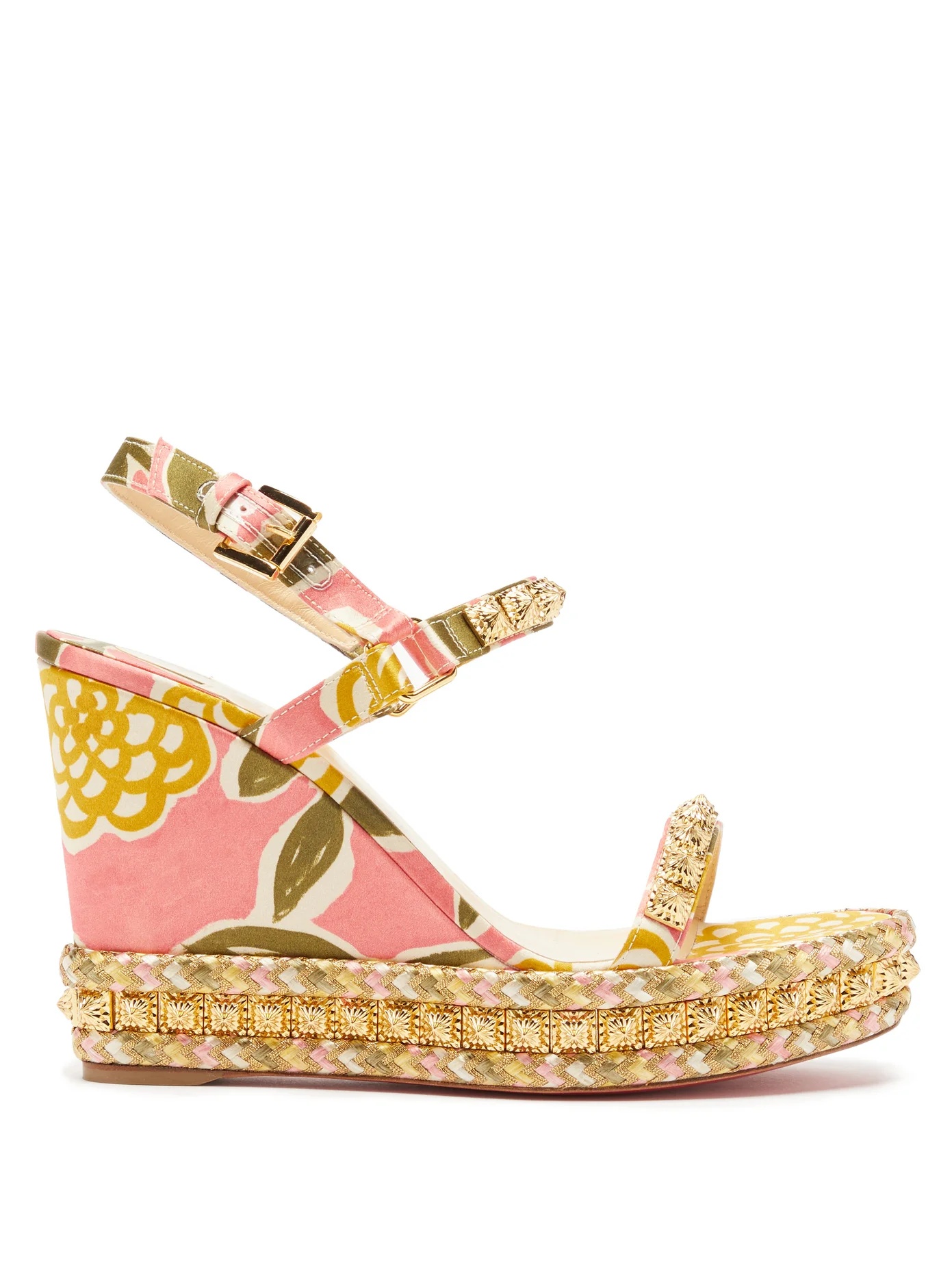 Pyraclou 110 studded-satin wedge sandals - 1