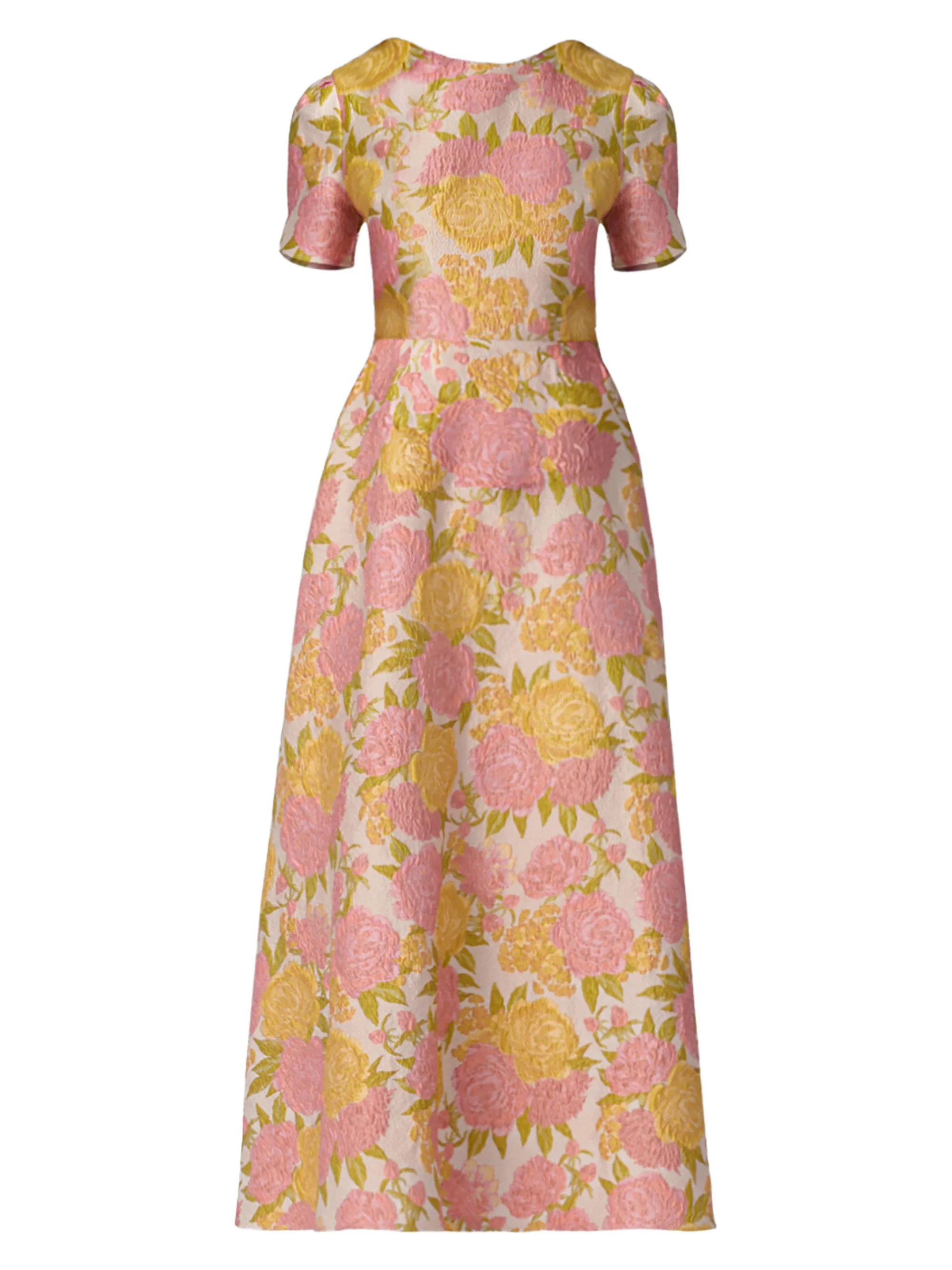 Women's Vivianne Floral Brocade Cocktail Dress - Amber Blush - 1