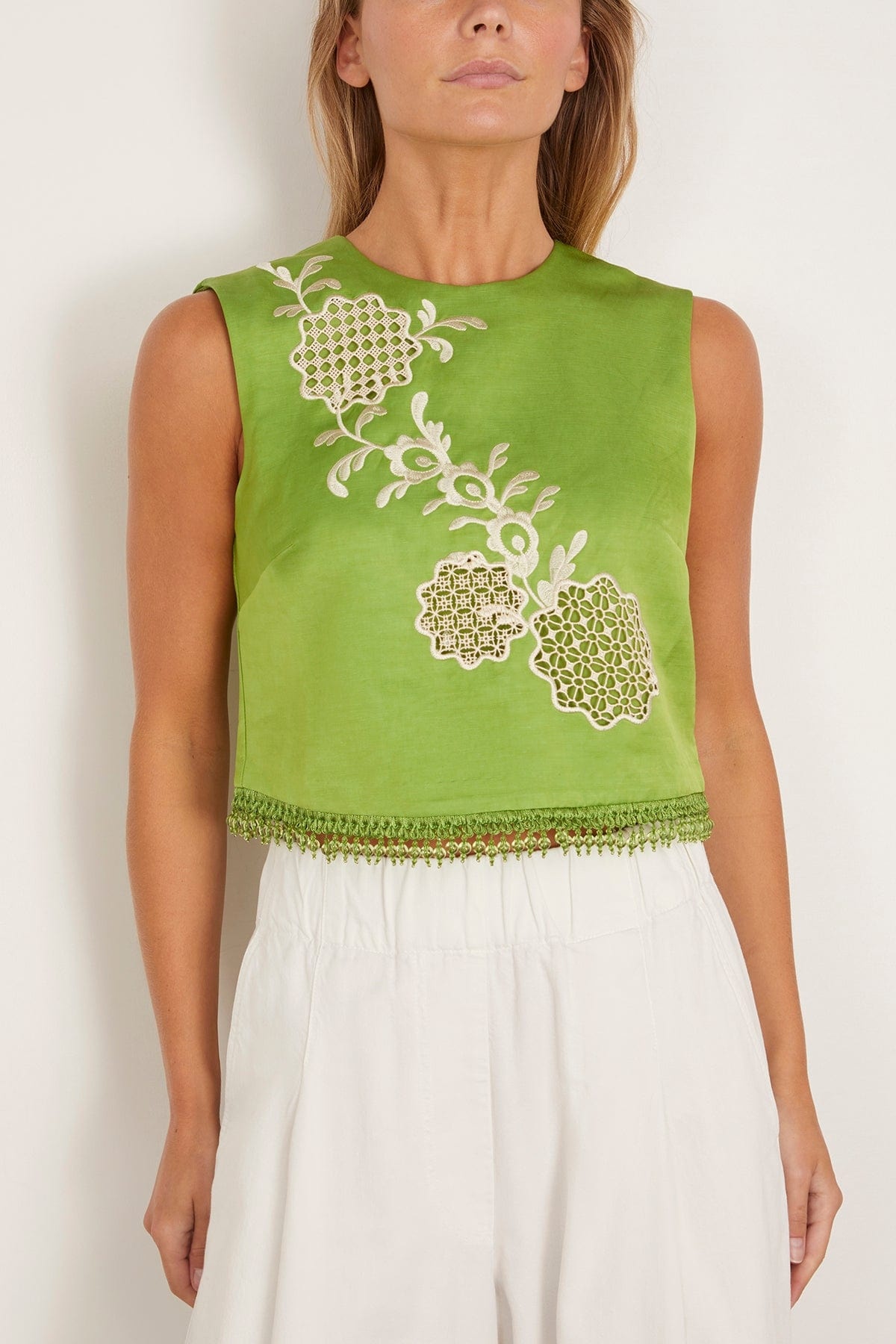 Luisa Embroidered Top in Green - 3