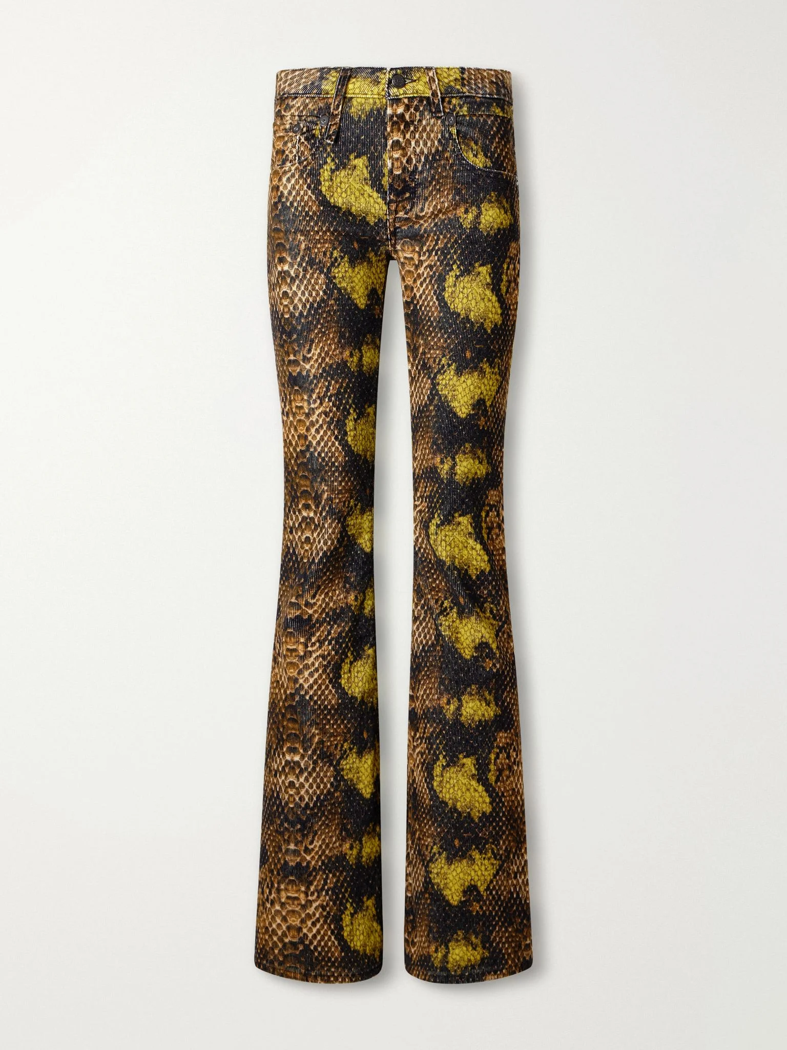 Overflow Boy snake-print stretch cotton-corduroy flared pants Multi - 1